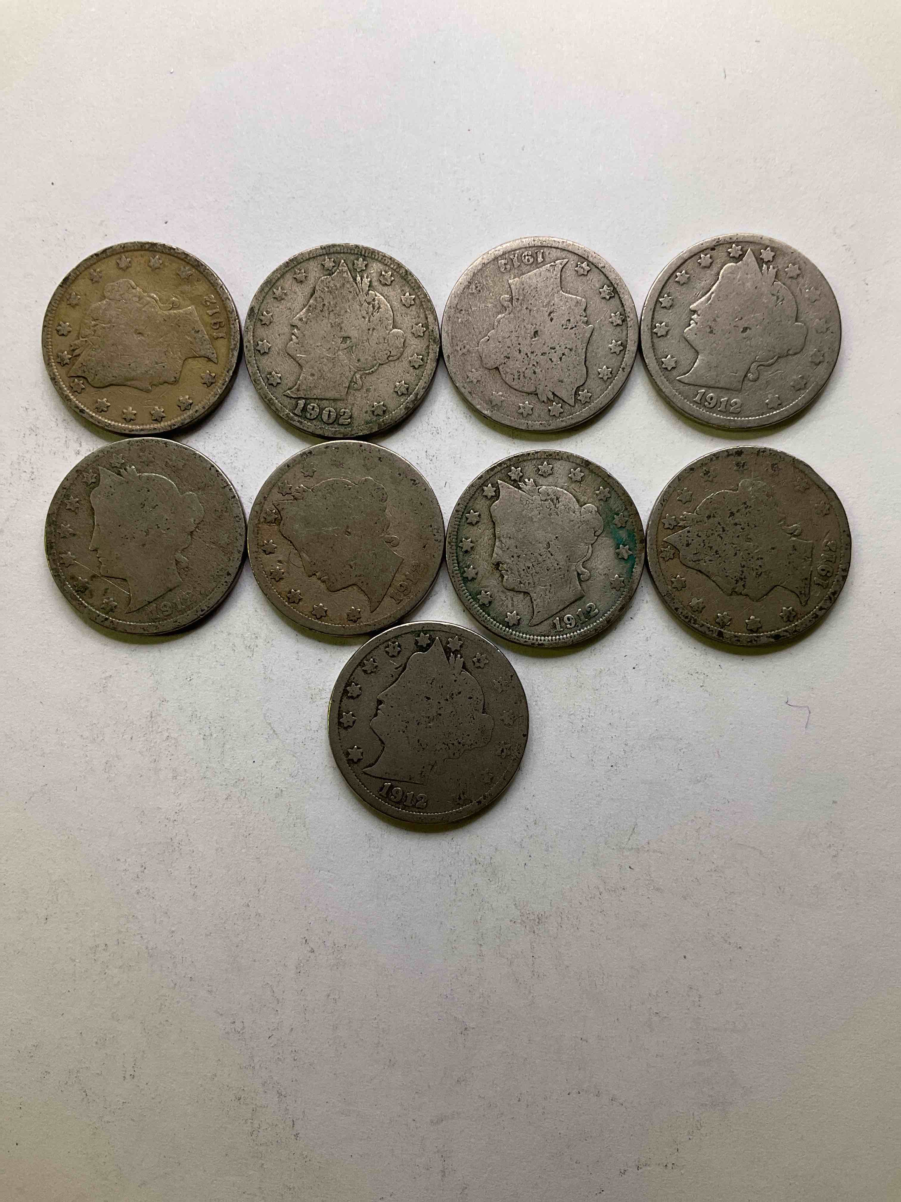 1912 Year Of The Titanic! Nearly Impossible To Collect! 1912 Antique U.S. Liberty Head "V Nickels,' " From The Year Of The Sinking Of The Titanic! Own A Piece Of History Great For Coin Collectors, Think Of The History These Coins Have Seen! Liberty Head V Nickels Were Minted Up Until 1913 & Were The Style Of Nickels Before Buffalo Nickels. Own Some Cool Pieces Of History! Rare To See These Coins With The "Date On" In Circulated Condition!