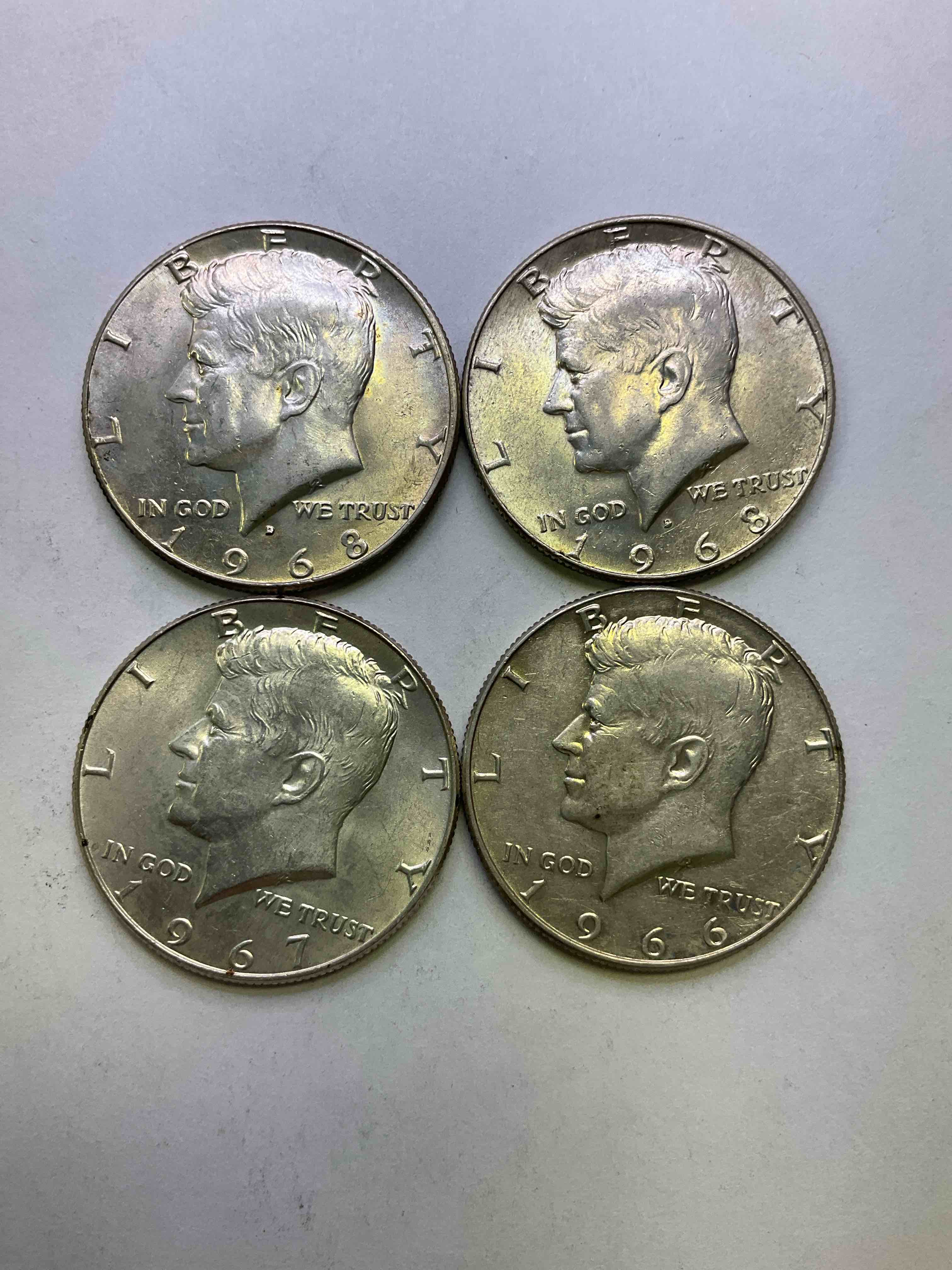 Silver Half Dollars! Did You Know From 1965-1970 The U.S. Minted Kennedy Half Dollars With 40% Silver? Check Out These Awesome Late 1960's Half Dollars With 40% Pure Fine Silver Content! After 1970 There Is Not Silver In U.S. Half Dollars! Grab These Awesome Pieces Of History & Invest In Precious Metals!