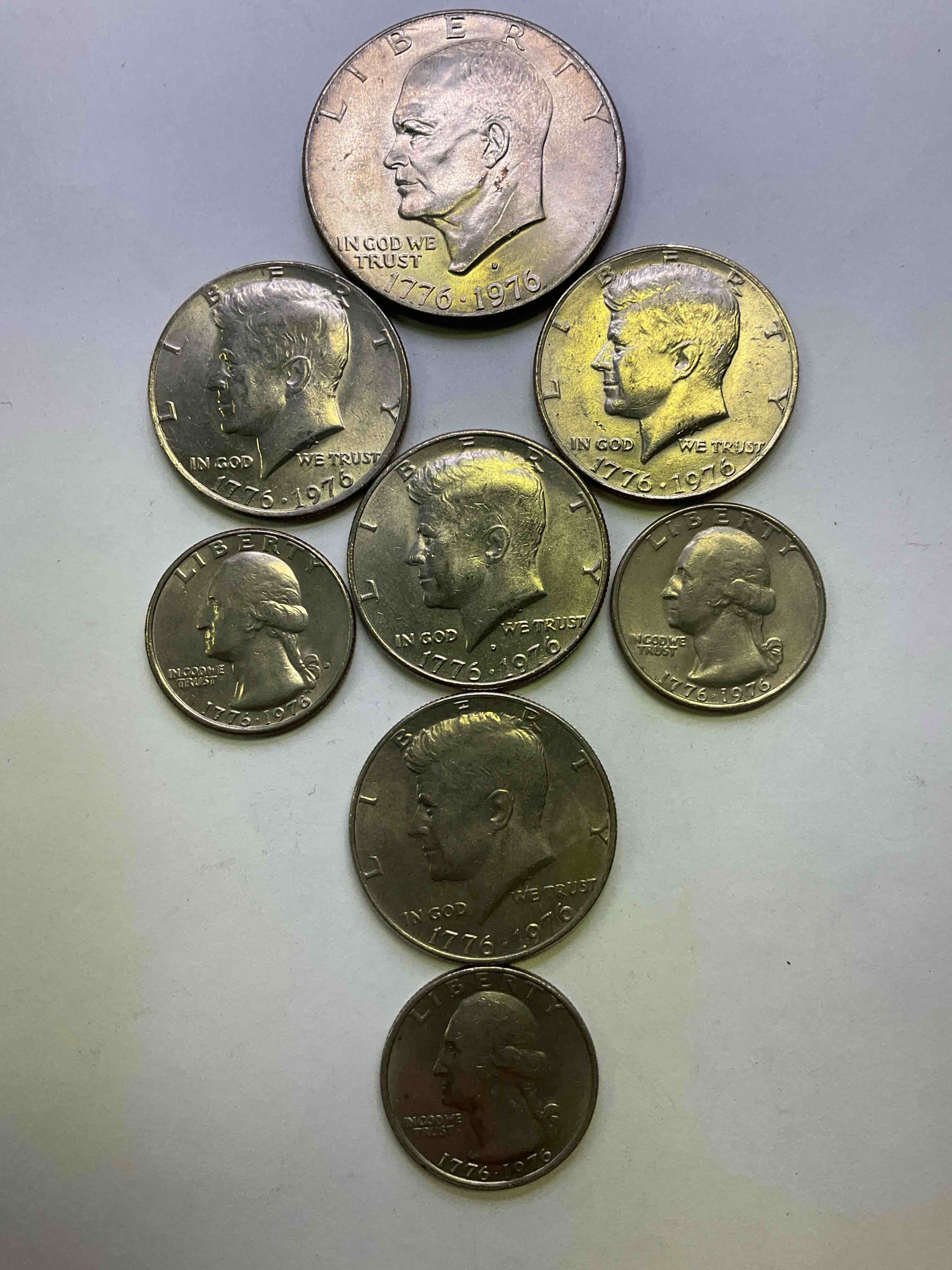 1976 Bicentennial Bliss! In 1976 The U.S. Mint Produced Coins Celebrating The 200 Year Anniversary Of America. Up For Auction Are Awesome Examples Of All Three Coins Produced For This... The Quarter, Half Dollar & Infamous "Ike" Dollar Coin 200 Year Anniversary Edition! Highly Desirable For Collectors! Own Pieces Of History & Get Ready For America's 250 Year Anniversary Coming Soon!