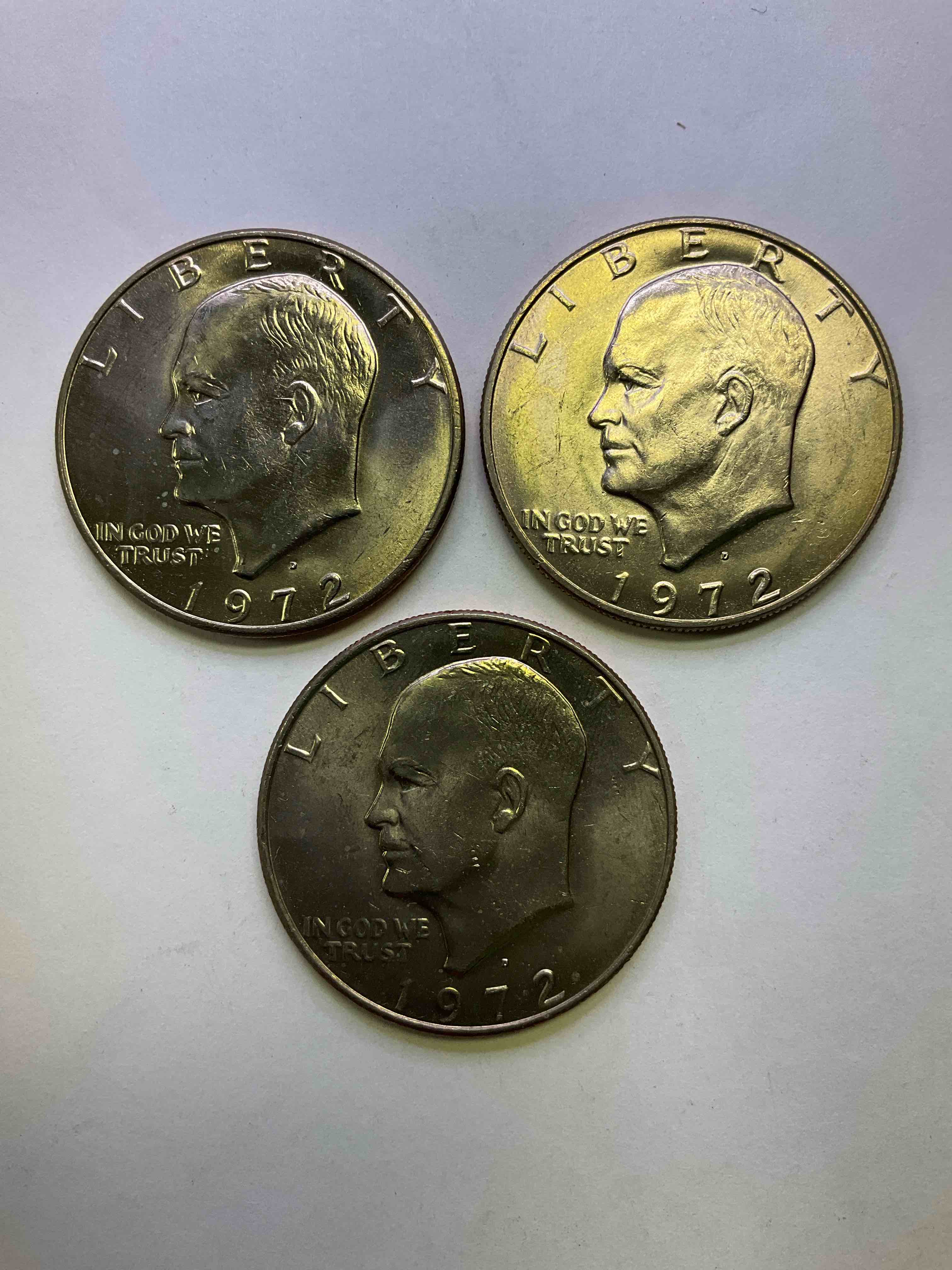 Eisenhower Dollar Coins! These Striking, Large U.S. Coins Were Minted From 1971-1978. Here Are Gorgeous Of Examples Of "Ike" Dollars In Varying Years. These Coins Have Become Immensely Popular With Collectors & Some Have Great Toning!