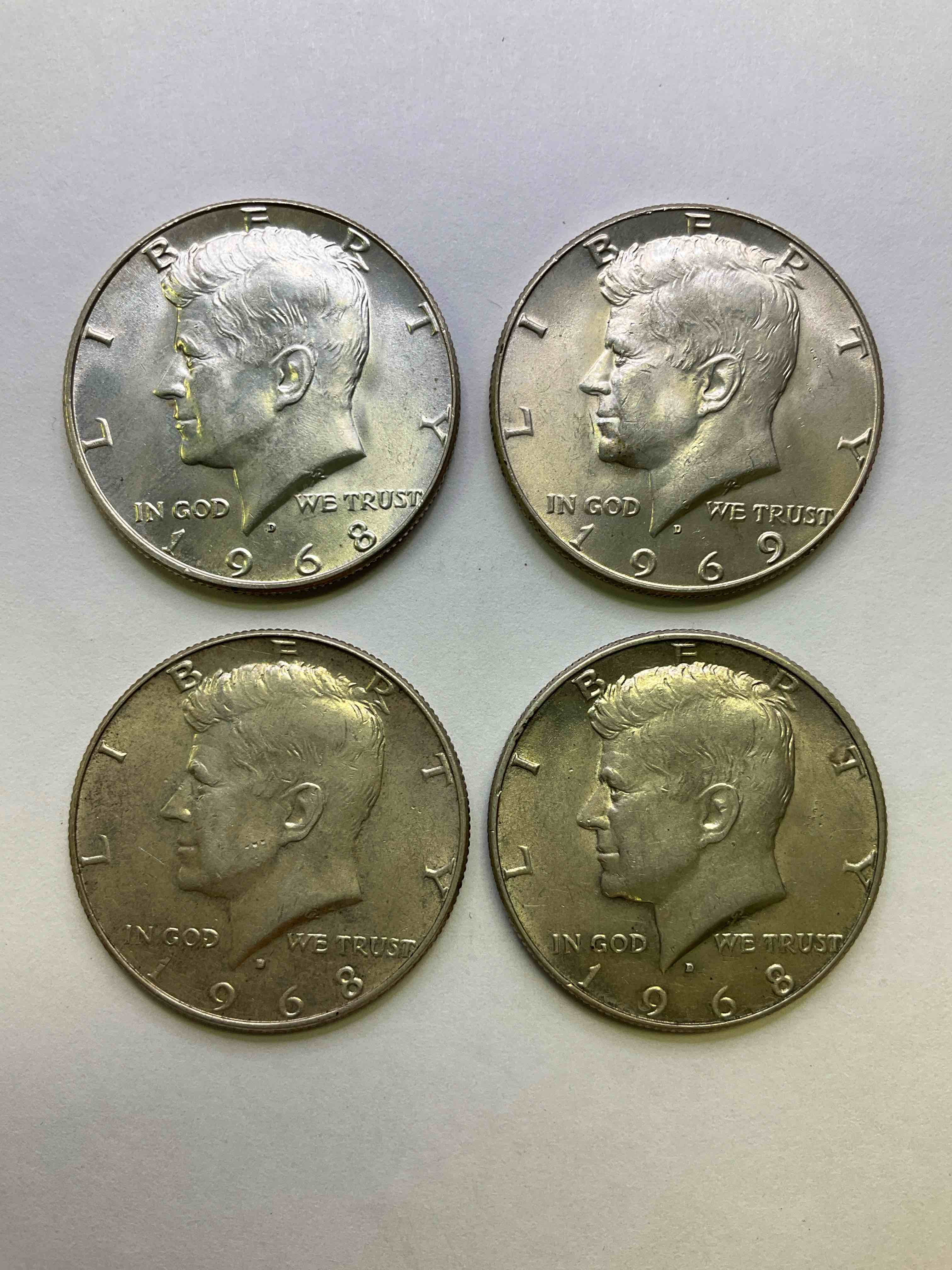 Silver Half Dollars! Did You Know From 1965-1970 The U.S. Minted Kennedy Half Dollars With 40% Silver? Check Out These Awesome Late 1960's Half Dollars With 40% Pure Fine Silver Content! After 1970 There Is Not Silver In U.S. Half Dollars! Grab These Awesome Pieces Of History & Invest In Precious Metals!