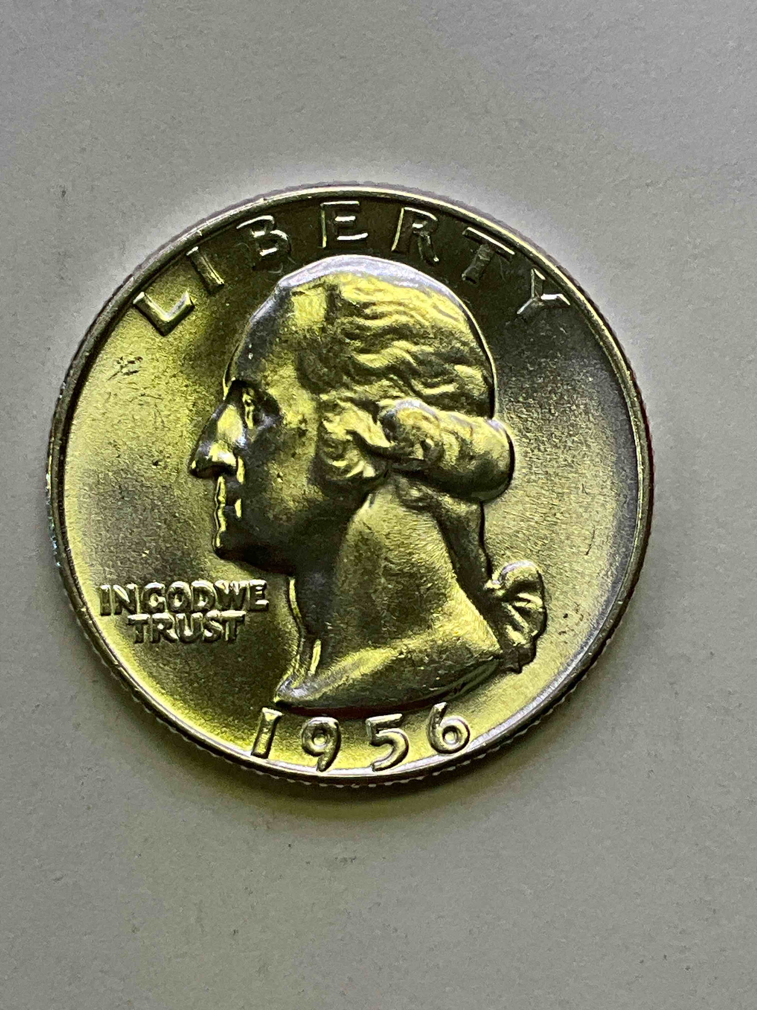 George Washington Uncirculated Silver! Pre 1965 U.S. Quarter Dollar Coins Were Actually Silver, Here's A Great Example Of Awesome, Pristine George Washington Silver Quarter, Stunning & Uncirculated, 1956! Great For Investing In Precious Metals! These Coins Were Minted At 90% Silver and 10% Copper, Giving Them A Net Weight Of .18084 Ounces Of Pure Silver Per Coin! Very Hard To Find Uncirculated, Stunning! Invest In Fine U.S. Silver!