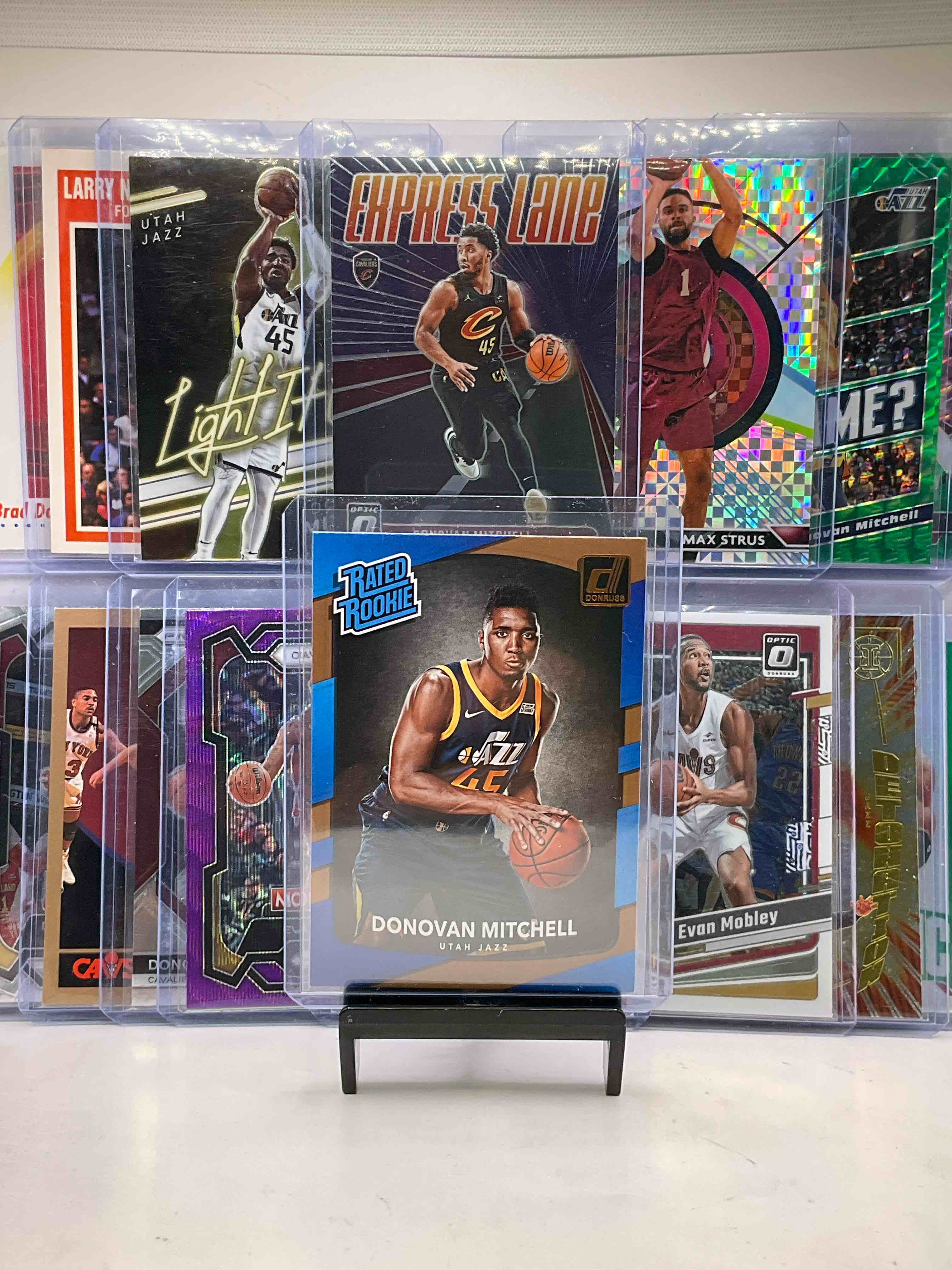 Cavaliers Craziness! Insane Season! Donovan Mitchell Donruss Rated Rookie Card, Donovan Mitchell Express Lane Cavs Card, Purple DPOY Monopoly Evan Mobley Prizm & Optic, Retro Cavs, Mosaics, Topps Finest & More! Insane Cavs!