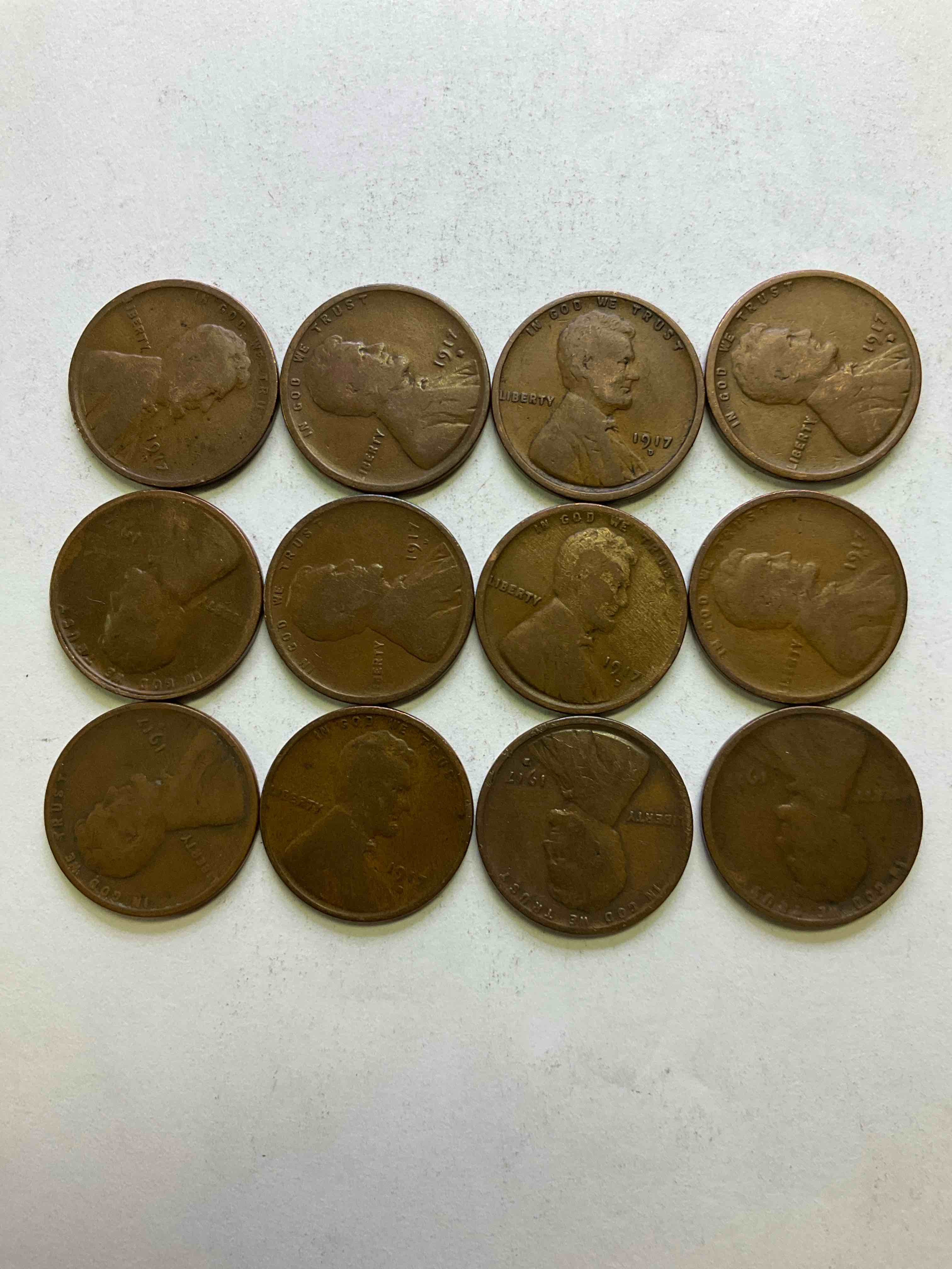 1917 World War I History! Rare 1917 Wheat Pennies In Great Circulated Condition With Visible Dates, Nearly Impossible To Collect & Serious Collector Items! 1917 Is The Year America Entered World War I. Own An Incredible Piece Of History With These 1917 Pennies. Think Of The History These Pennies Have Seen!