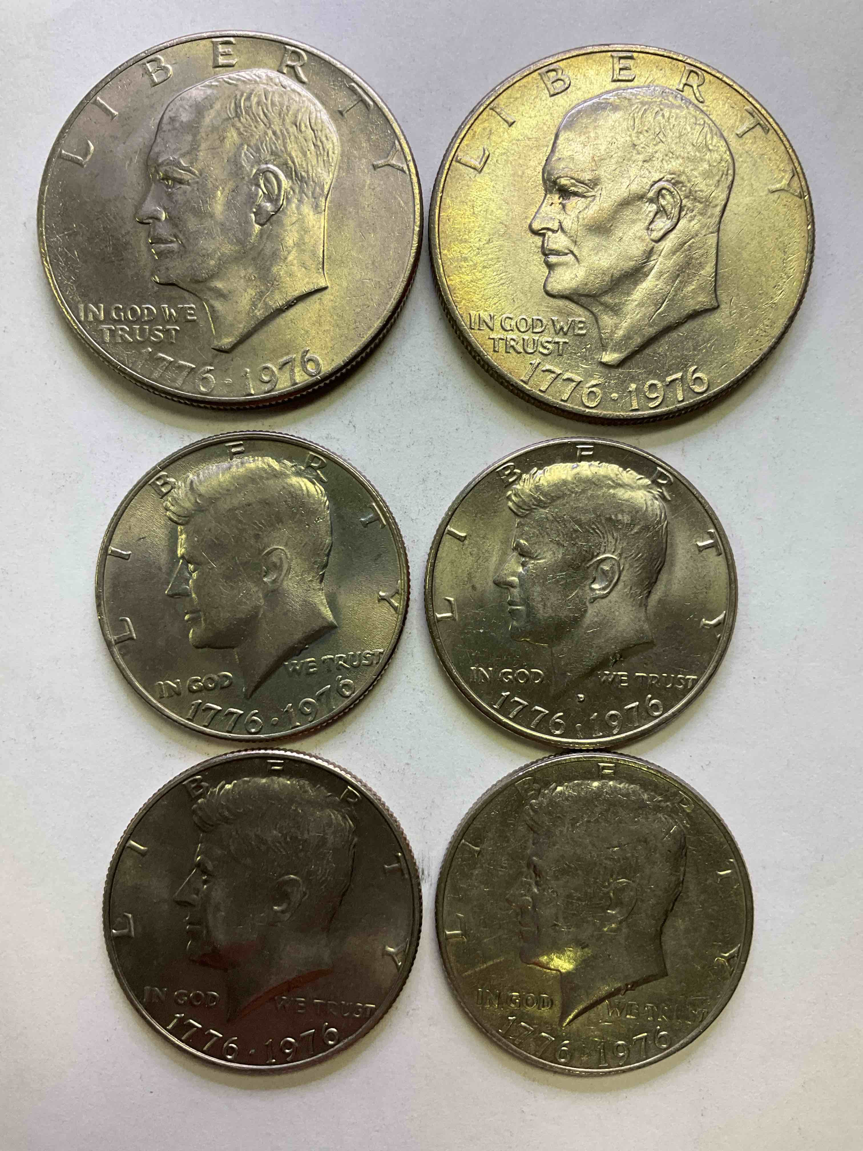 1976 Bicentennial Bliss! In 1976 The U.S. Mint Produced Coins Celebrating The 200 Year Anniversary Of America. Up For Auction Are Awesome Examples Of Two Coins Produced For This... The Half Dollar & Infamous "Ike" Dollar Coin 200 Year Anniversary Edition! Highly Desirable For Collectors! Own Pieces Of History & Get Ready For America's 250 Year Anniversary Coming Soon!