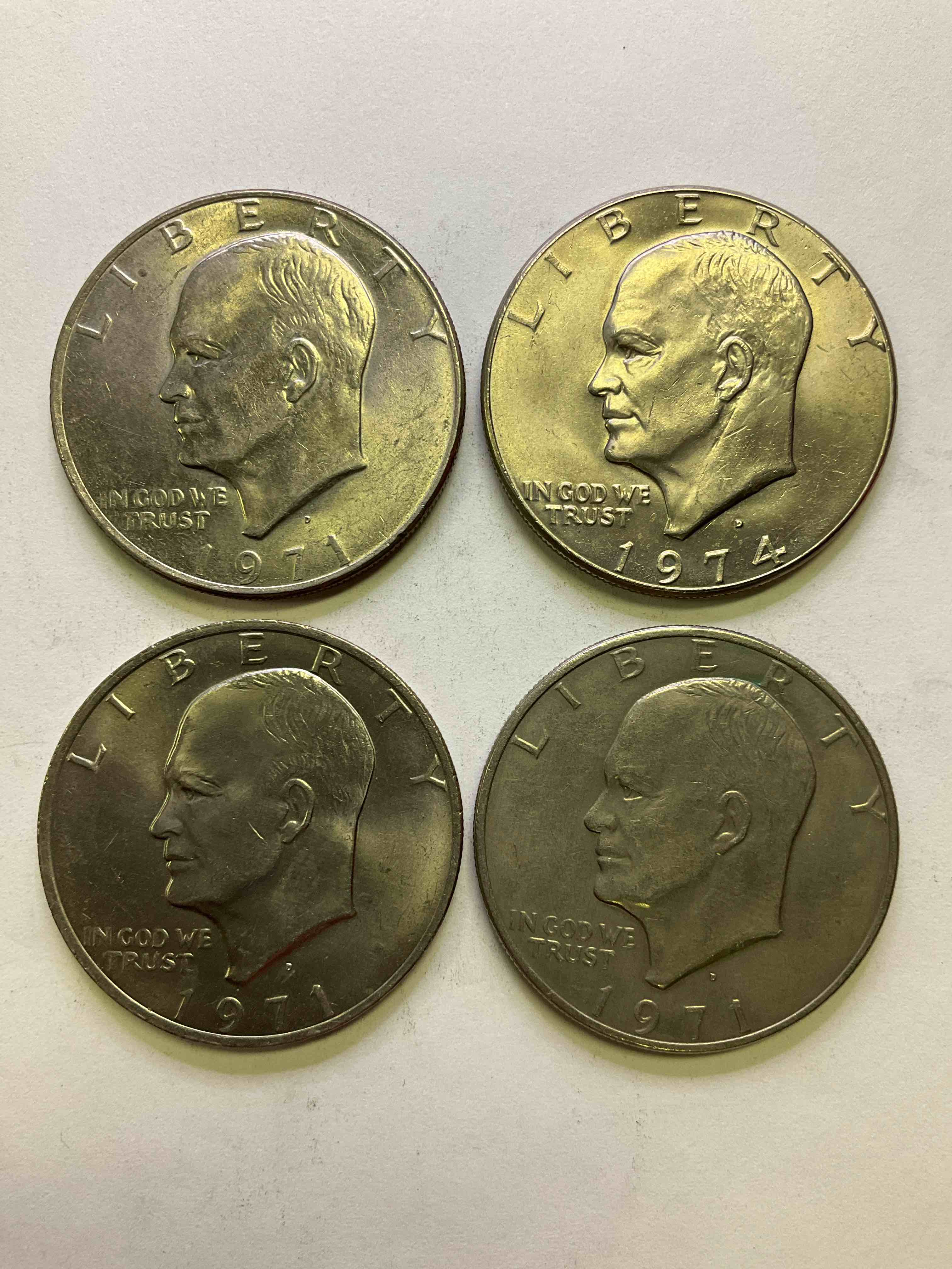 Eisenhower Dollar Coins! These Striking, Large U.S. Coins Were Minted From 1971-1978. Here Are Gorgeous Of Examples Of "Ike" Dollars In Varying Years. These Coins Have Become Immensely Popular With Collectors & Some Have Great Toning!