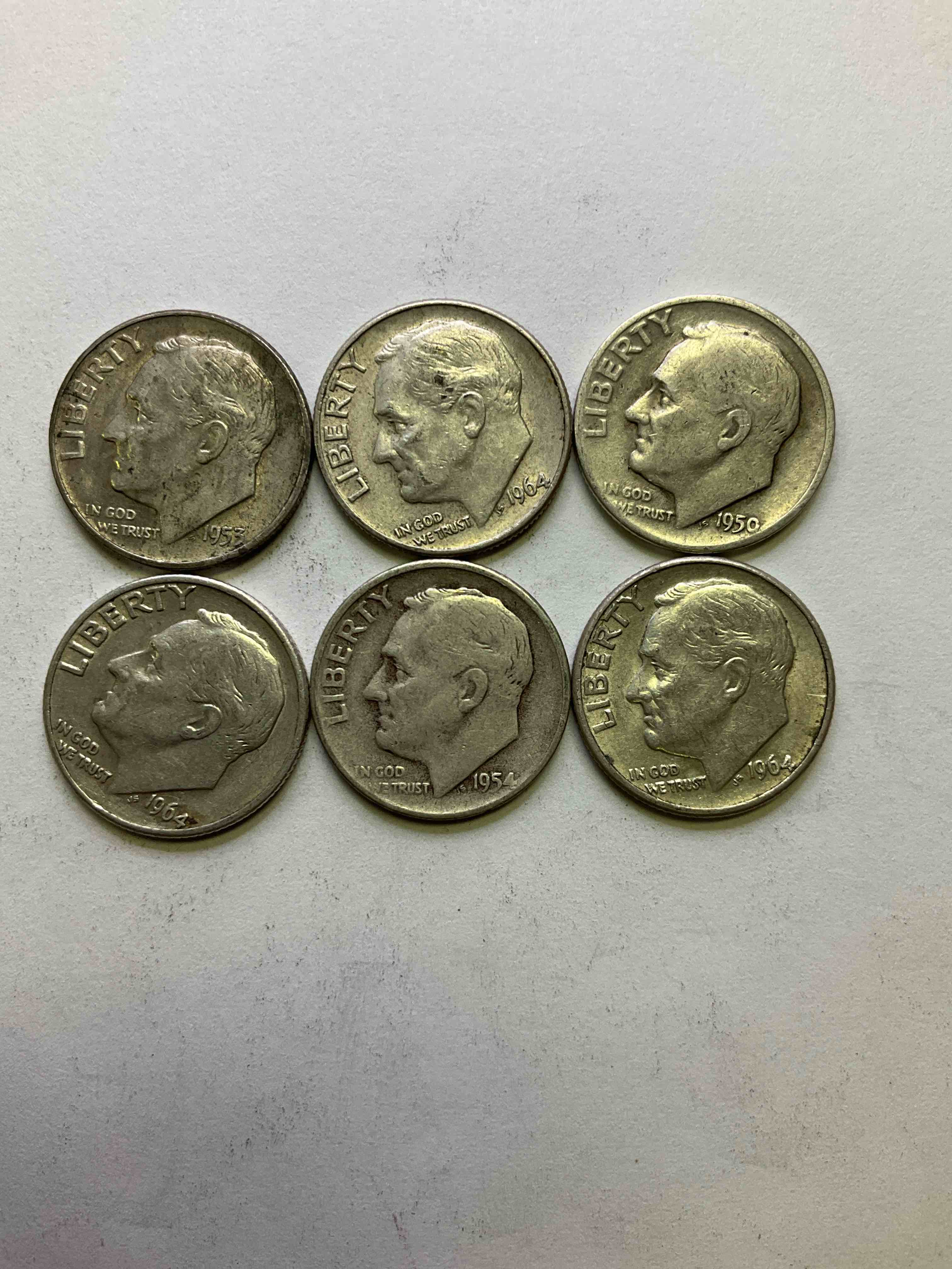 Antique U.S. Pure Fine Silver Roosevelt Dimes! Did You Know That Pre 1965 Roosevelt Dimes Are 90% Silver? Roosevelt Dimes Were First Minted In 1945 Upon The Death Of President Roosevelt, & Were Minted In Fine U.S. Silver Until 1965. Check Out These Awesome Examples, All In Nice, Circulated Condition With Visible Dates & Varying Pre 1965 Years! Rare To Have Visible Dates! Makes For A Great Investment In Precious Metals, Roosevelt Dimes Are 90% Pure Fine Silver! They Don't Make Em' Like This Anymore!