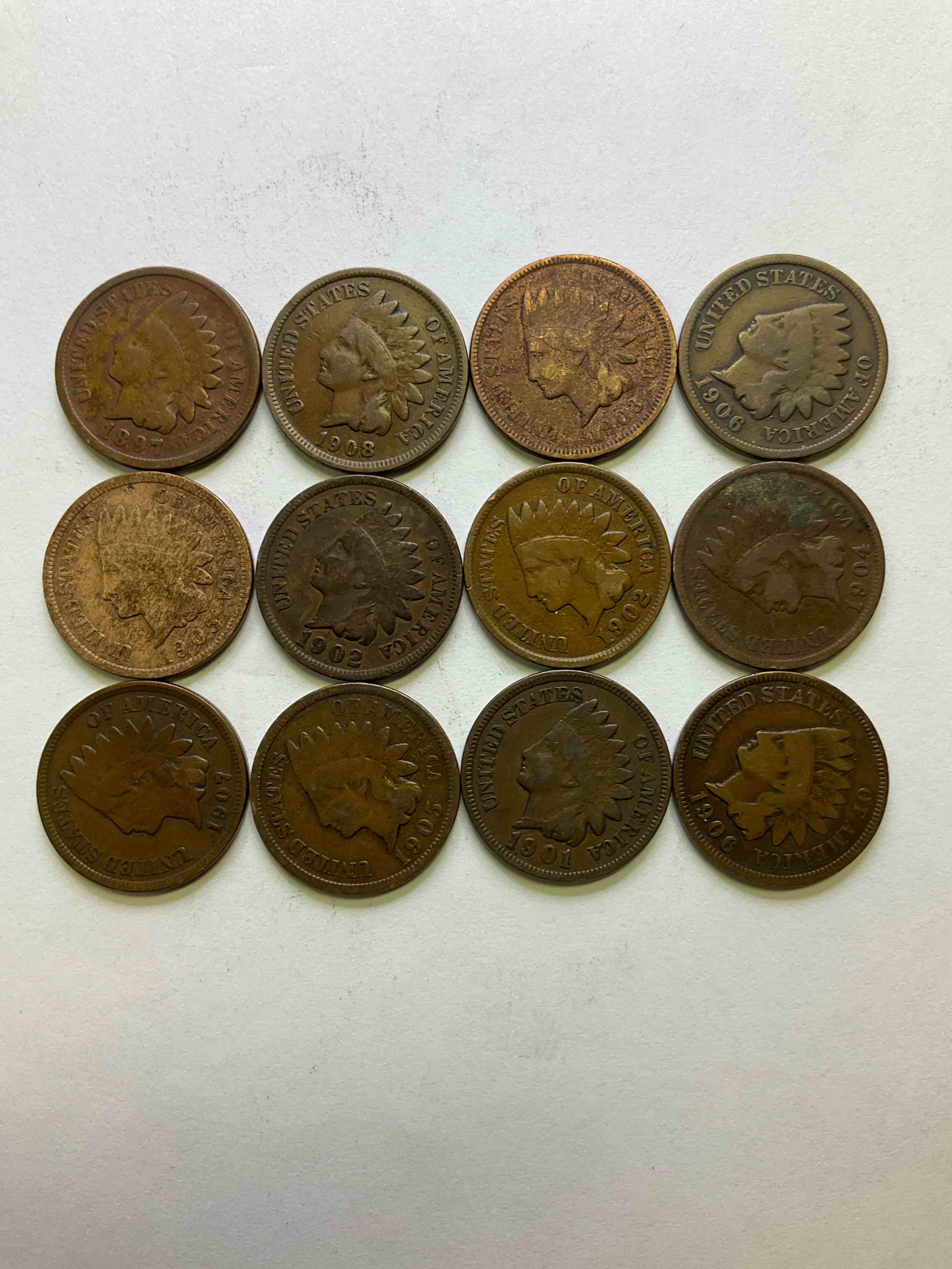 Indian Head Pennies! These Gorgeous U.S. Pennies Were Minted From 1859-1909 & Have Become Serious Collector Items! The "Indian Head" Design Is Actually A Representation Of Lady Liberty Wearing An Indian Headdress. Here Are Beautiful, Well-Kept Examples Representing Many Different Mint Years! Great For Collecting, Investing & Learning History, & Rare With Visible Dates!