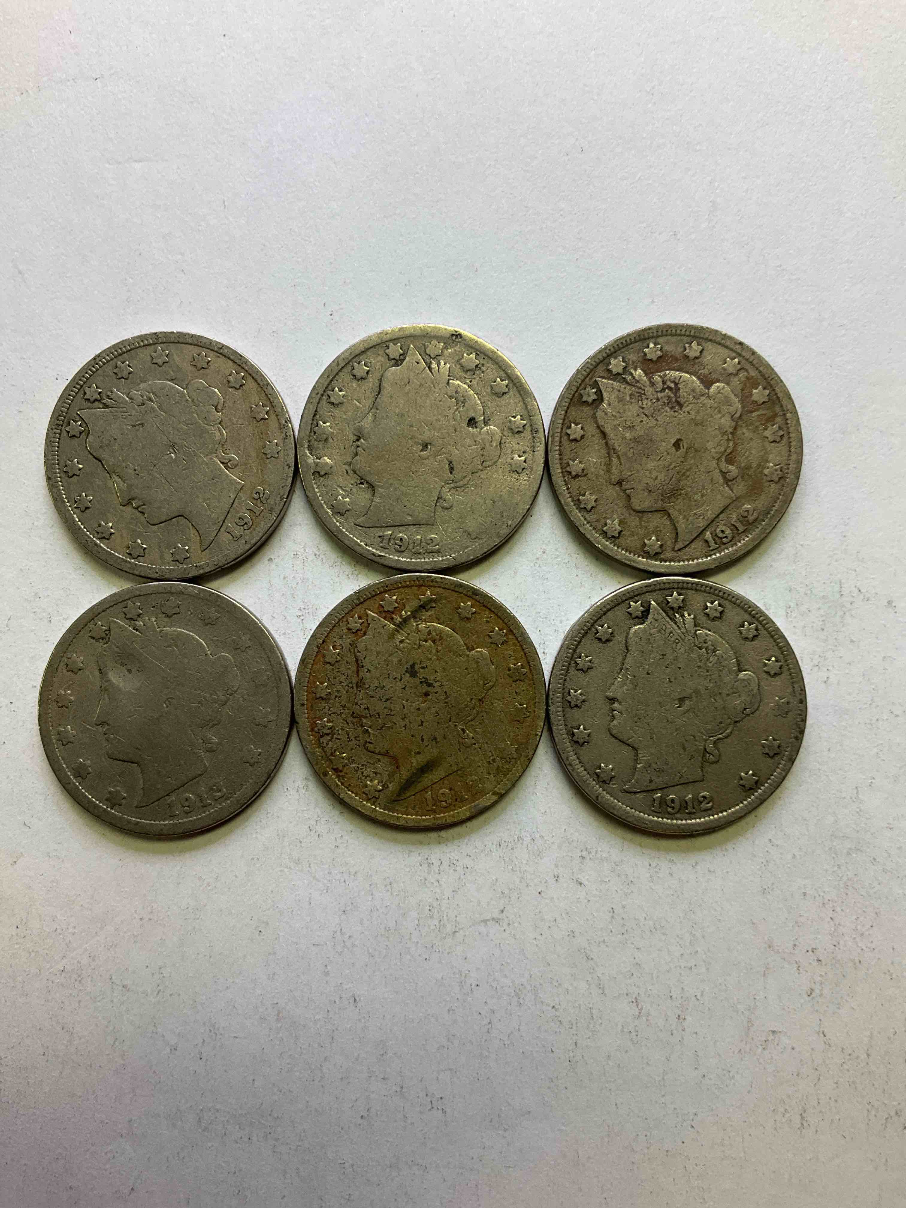 1912 Year Of The Titanic! Nearly Impossible To Collect! 1912 Antique U.S. Liberty Head "V Nickels," From The Year Of The Sinking Of The Titanic! Own A Piece Of History Great For Coin Collectors, Think Of The History These Coins Have Seen! Liberty Head V Nickels Were Minted Up Until 1913 & Were The Style Of Nickels Before Buffalo Nickels. Own Some Cool Pieces Of History! Rare To See These Coins With The "Date On" In Circulated Condition!