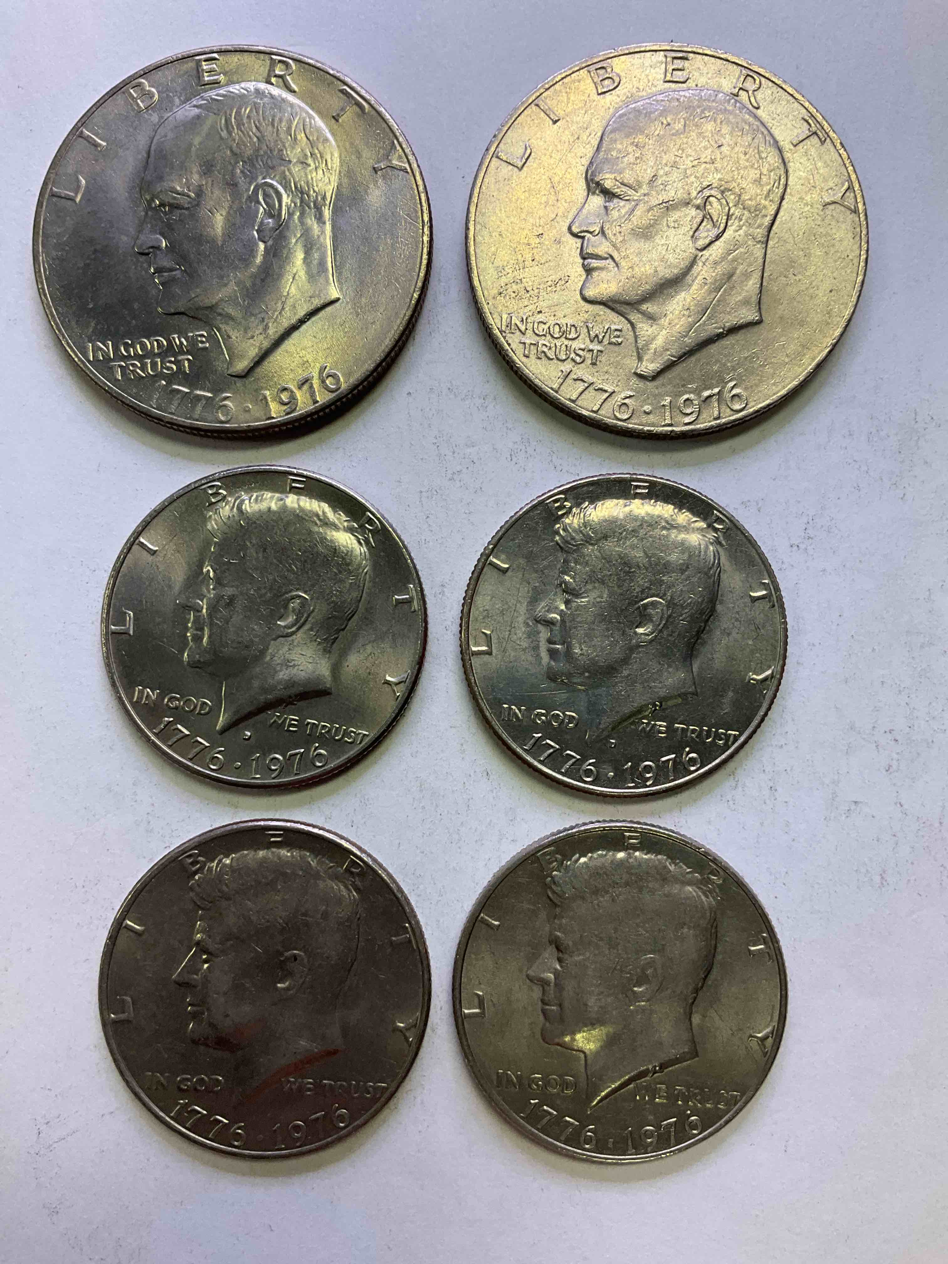 1976 Bicentennial Bliss! In 1976 The U.S. Mint Produced Coins Celebrating The 200 Year Anniversary Of America. Up For Auction Are Awesome Examples Of Two Coins Produced For This... The Half Dollar & Infamous "Ike" Dollar Coin 200 Year Anniversary Edition! Highly Desirable For Collectors! Own Pieces Of History & Get Ready For America's 250 Year Anniversary Coming Soon!