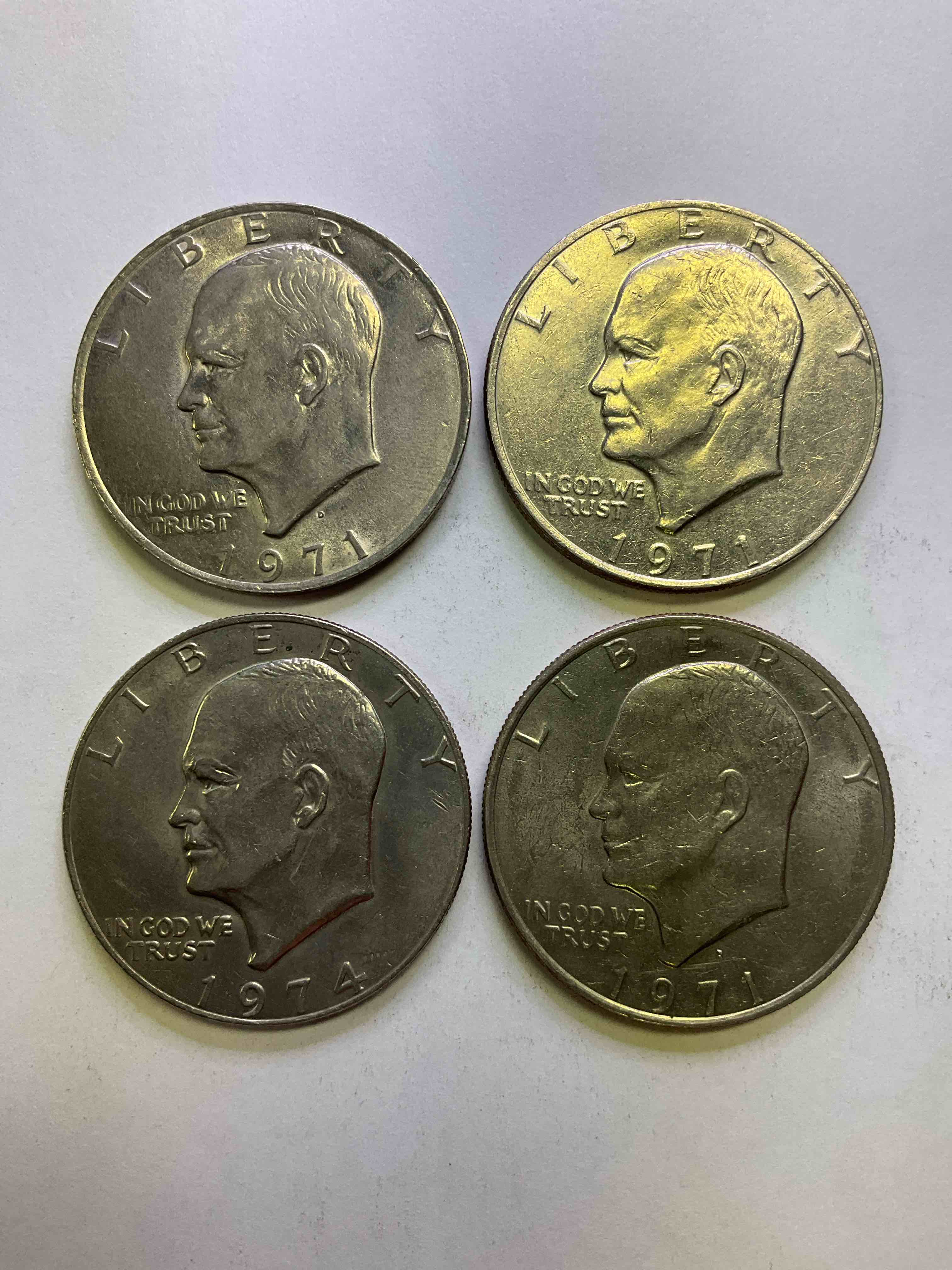 Eisenhower Dollar Coins! These Striking, Large U.S. Coins Were Minted From 1971-1978. Here Are Gorgeous Of Examples Of "Ike" Dollars In Varying Years. These Coins Have Become Immensely Popular With Collectors & Some Have Great Toning!