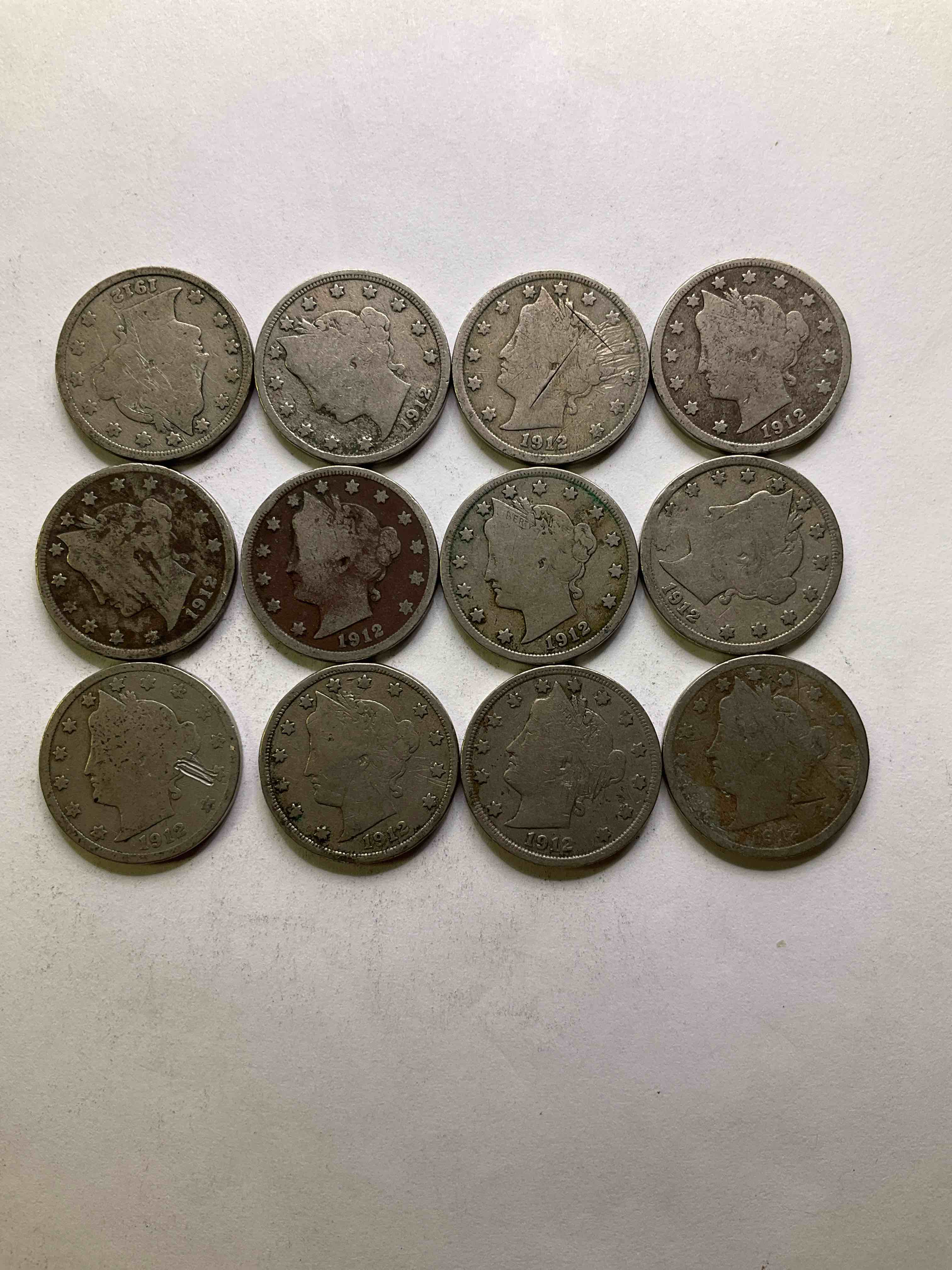 1912 Year Of The Titanic! Nearly Impossible To Collect! 1912 Antique U.S. Liberty Head "V Nickels," From The Year Of The Sinking Of The Titanic! Own A Piece Of History Great For Coin Collectors, Think Of The History These Coins Have Seen! Liberty Head V Nickels Were Minted Up Until 1913 & Were The Style Of Nickels Before Buffalo Nickels. Own Some Cool Pieces Of History! Rare To See These Coins With The "Date On" In Circulated Condition!