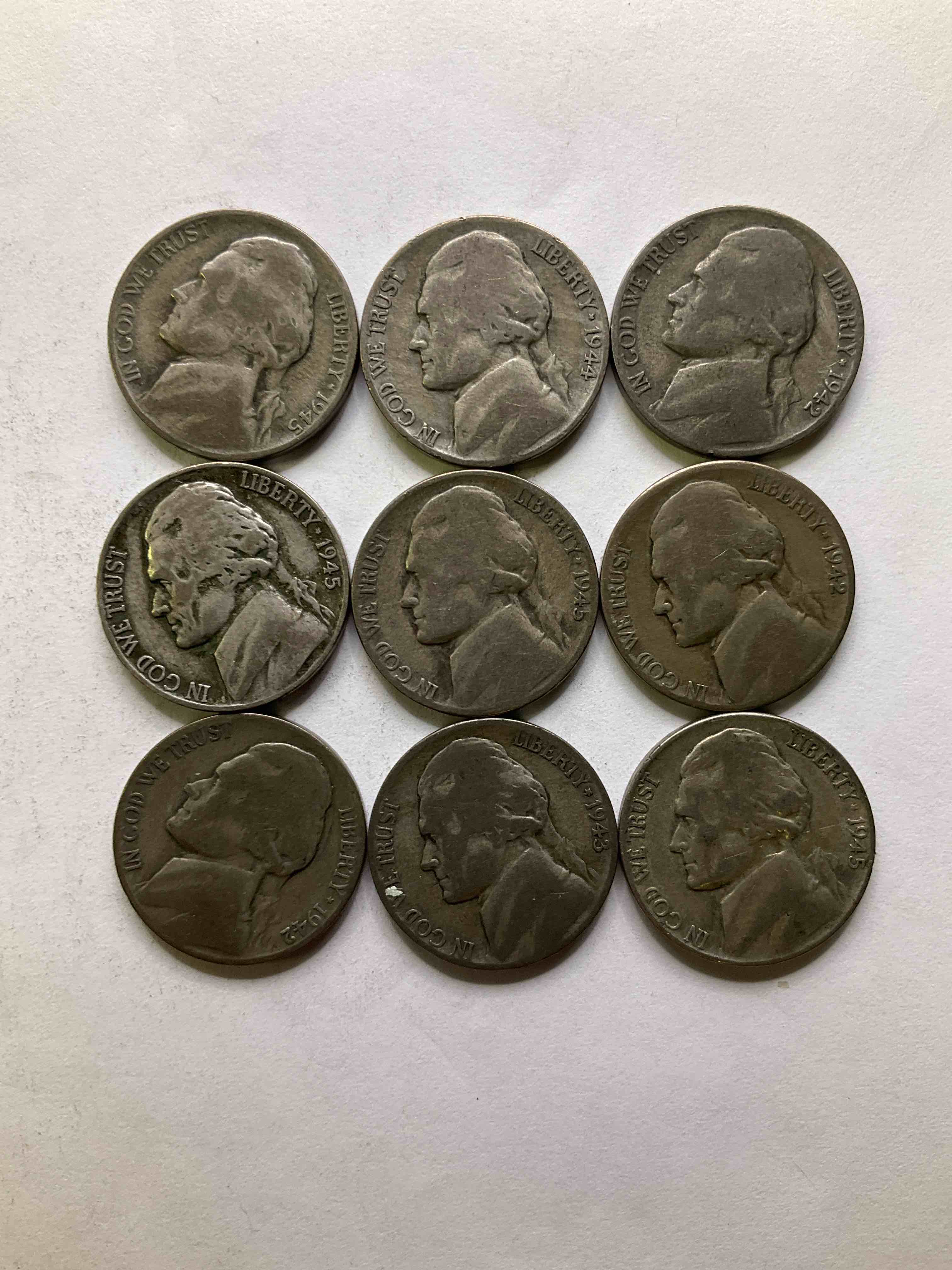 World War II U.S. Silver! Did You Know That Nickels Were Actually Made Of Silver During World War II From 1942-45? This Is Because America Needed Nickel To Make Ammunition, So The U.S. Treasury Made Nickels Out Of Partial Silver Instead Of Nickel For These Three Years Only! Own Great Pieces Of Rare World War II Silver. All Silver Nickels From The Height Of The War! Each Nickel Was Minted At 35% Silver, 56% Copper & 9% Manganese. Own Rare Pieces Of Valuable World War II Precious Metal History! VERY Hard To Find!
