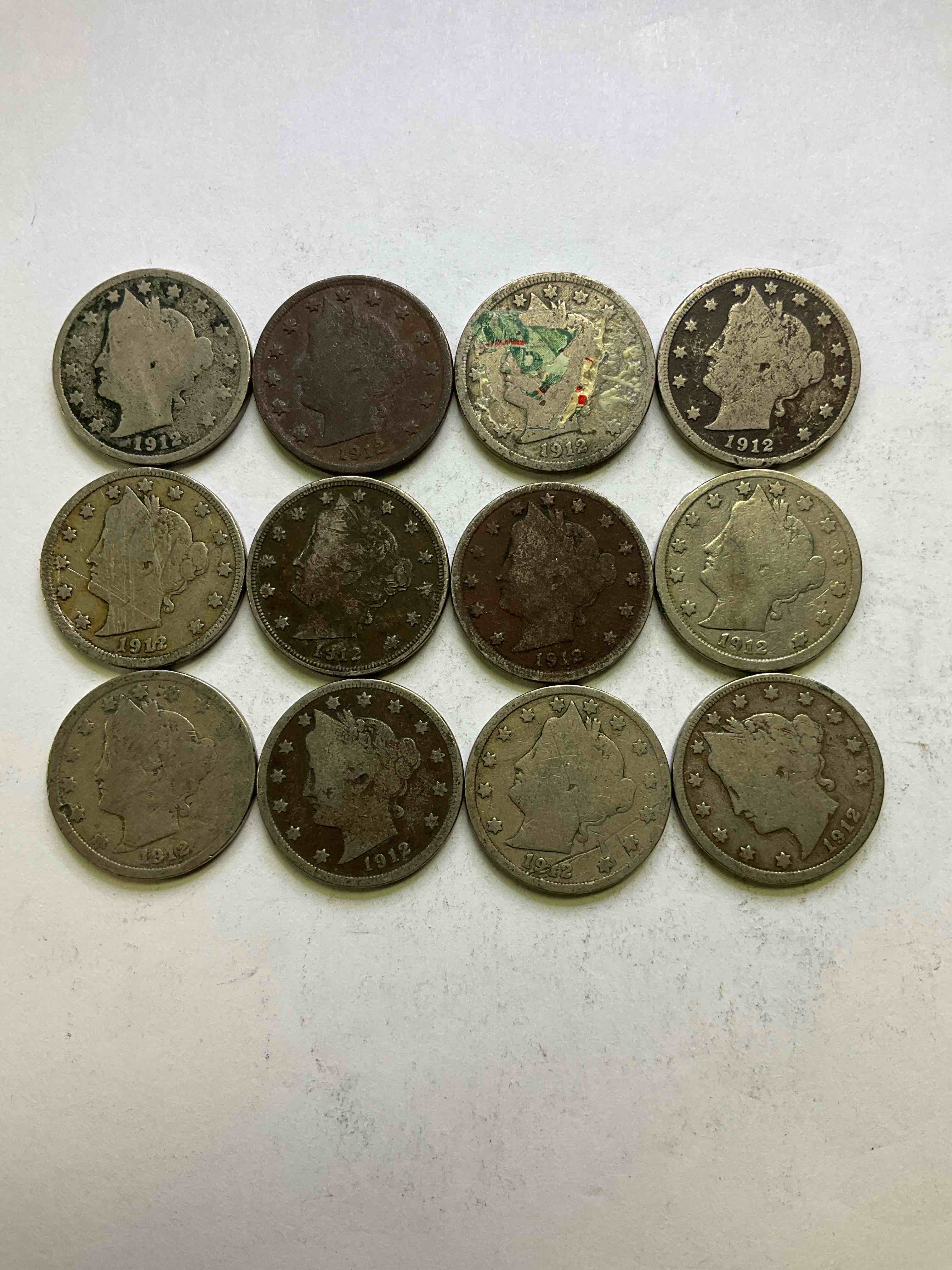 1912 Year Of The Titanic! Nearly Impossible To Collect! 1912 Antique U.S. Liberty Head "V Nickels," From The Year Of The Sinking Of The Titanic! Own A Piece Of History Great For Coin Collectors, Think Of The History These Coins Have Seen! Liberty Head V Nickels Were Minted Up Until 1913 & Were The Style Of Nickels Before Buffalo Nickels. Own Some Cool Pieces Of History! Rare To See These Coins With The "Date On" In Circulated Condition!