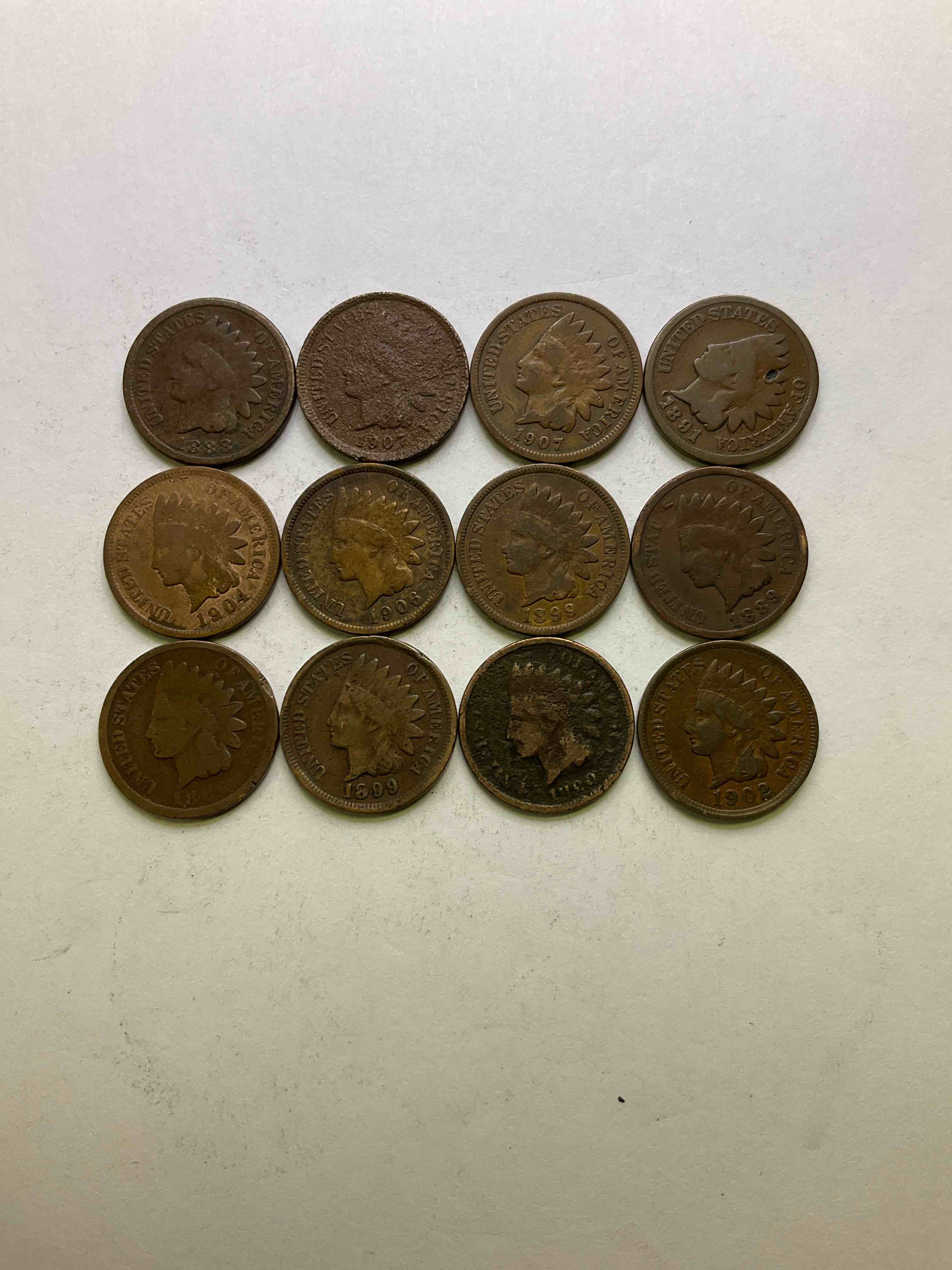 Indian Head Pennies! These Gorgeous U.S. Pennies Were Minted From 1859-1909 & Have Become Serious Collector Items! The "indian Head" Design Is Actually A Representation Of Lady Liberty Wearing An Indian Headdress. Here Are Beautiful, Well-Kept Examples Representing Many Different Mint Years! Great For Collecting, Investing & Learning History, & Rare With Visible Dates!