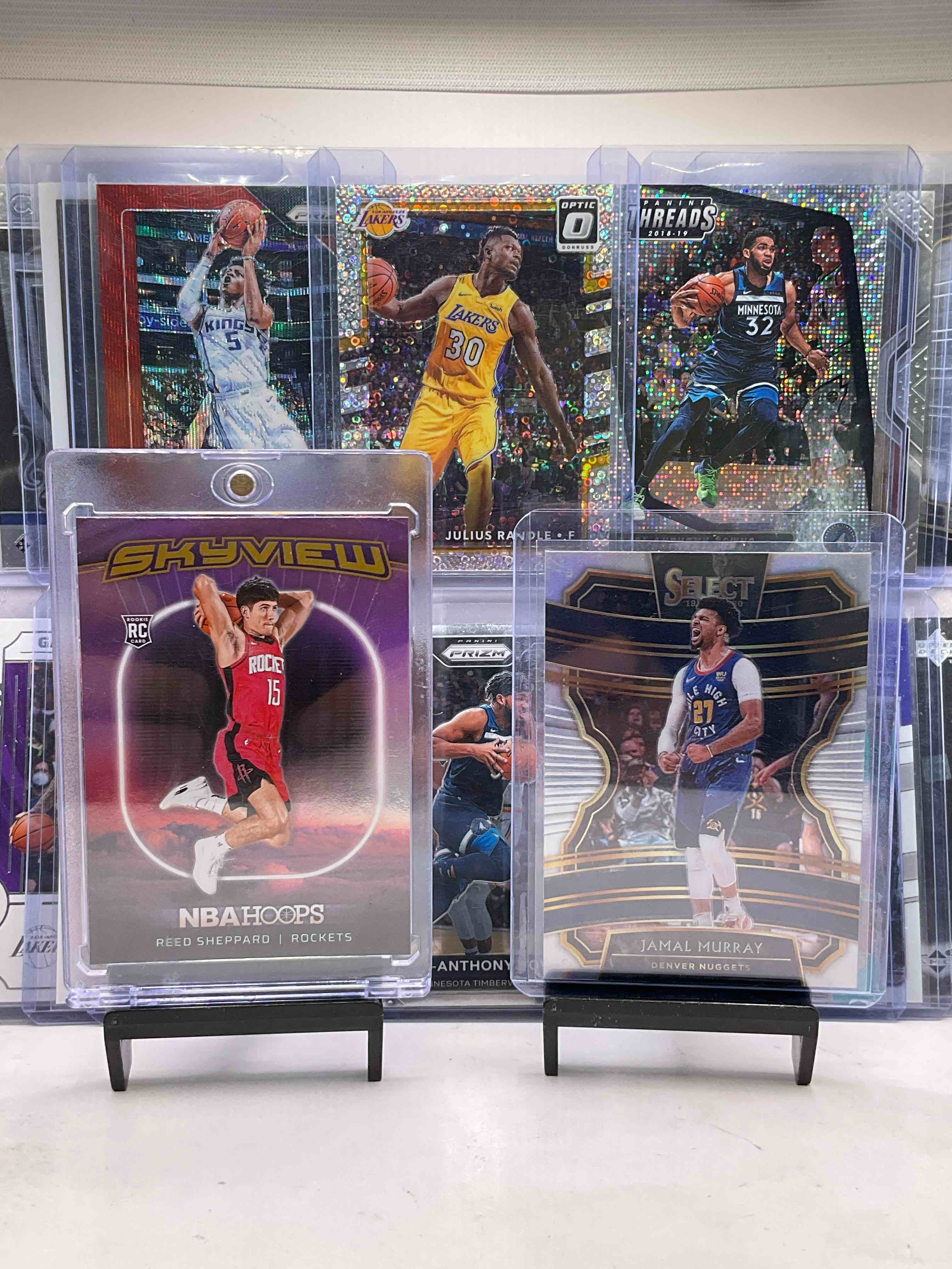 Reed Sheppard Skyview Rookie Card, Jamal Murray King Of The Playoffs Chrome Select Card, Julius Randle Optic Disco, Panini Threads KAT, Daaron Fox Prizm Red, Devin Booker Red, Purple & Teal Select & More!