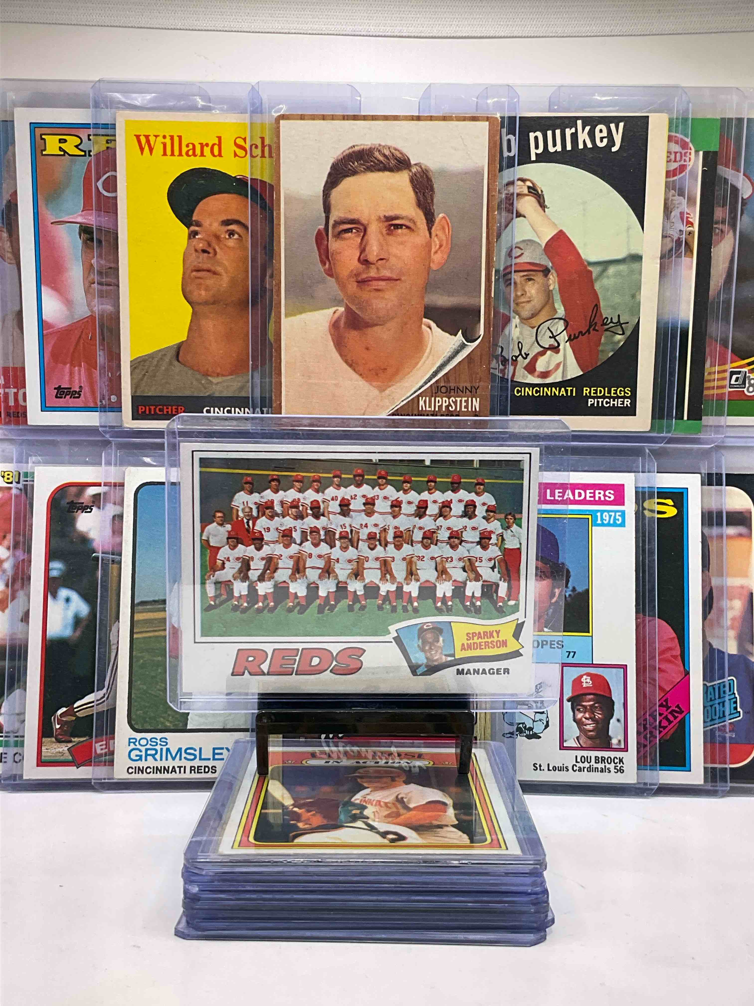 Vintage Reds! Super Rare Cards! 1977 Reds Team Card, Pete Rose & Johnny Bench In Action Cards, 1960’s Johnny Klippstein Card & More: Legends Like Johnny Bench, Pete Rose, Barry Larkin, Eric Davis, Dave Concepcion & More! 
