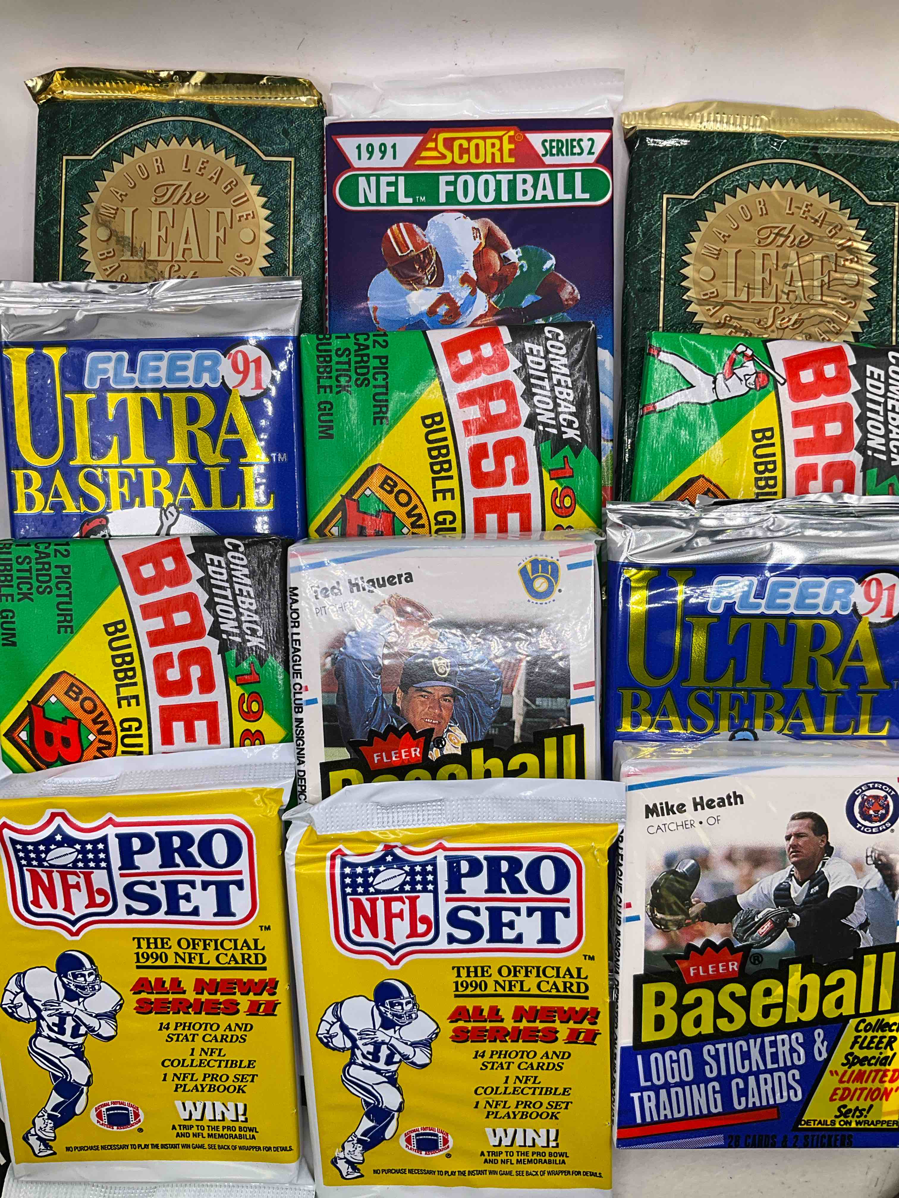 Awesome Pack Lot! Baseball & Football Fans Rejoice! 1990 Pro Set, 1991 Fleer Ultra, 1991 Score & More!