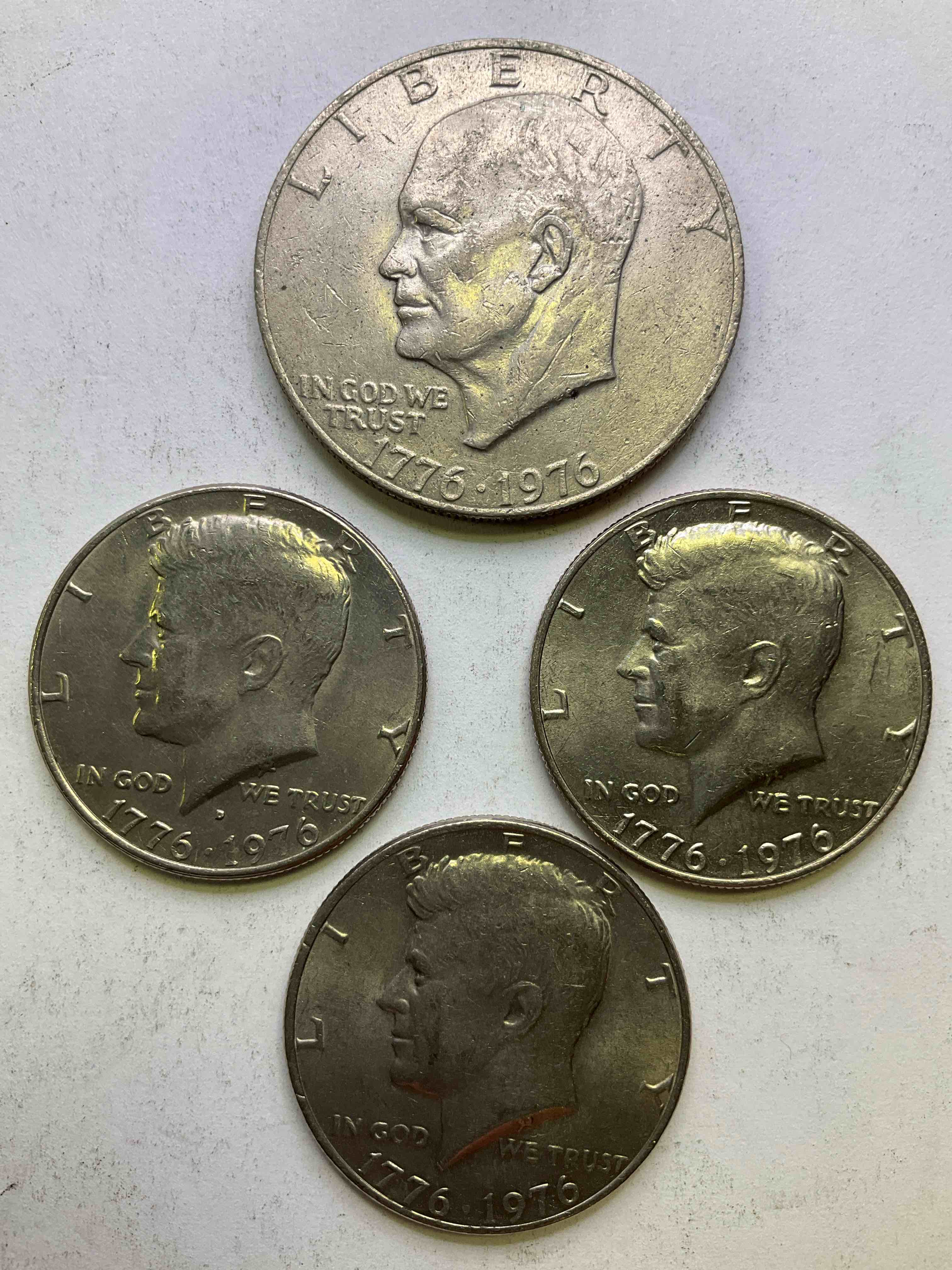 1976 Bicentennial Bliss! In 1976 The U.S. Mint Produced Coins Celebrating The 200 Year Anniversary Of America. Up For Auction Are Awesome Examples Of Two Coins Produced For This... The Half Dollar & Infamous "Ike" Dollar Coin 200 Year Anniversary Edition! Highly Desirable For Collectors! Own Pieces Of History & Get Ready For America's 250 Year Anniversary Coming Soon!