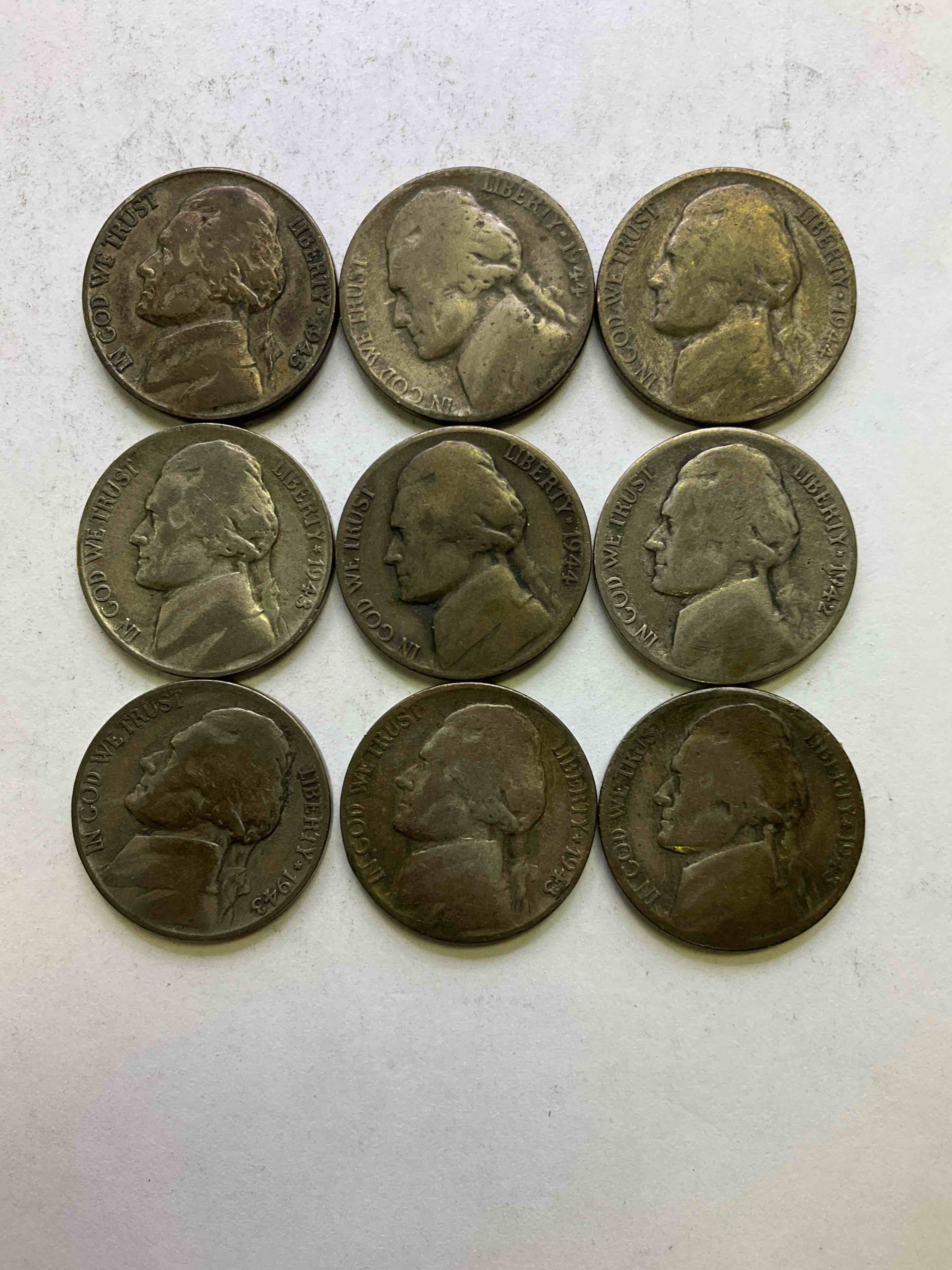 World War II U.S. Silver! Did You Know That Nickels Were Actually Made Of Silver During World War II From 1942-45? This Is Because America Needed Nickel To Make Ammunition, So The U.S. Treasury Made Nickels Out Of Partial Silver Instead Of Nickel For These Three Years Only! Own Great Pieces Of Rare World War II Silver. All Silver Nickels From The Height Of The War! Each Nickel Was Minted At 35% Silver, 56% Copper & 9% Manganese. World War II Precious Metal History! VERY Hard To Find!
