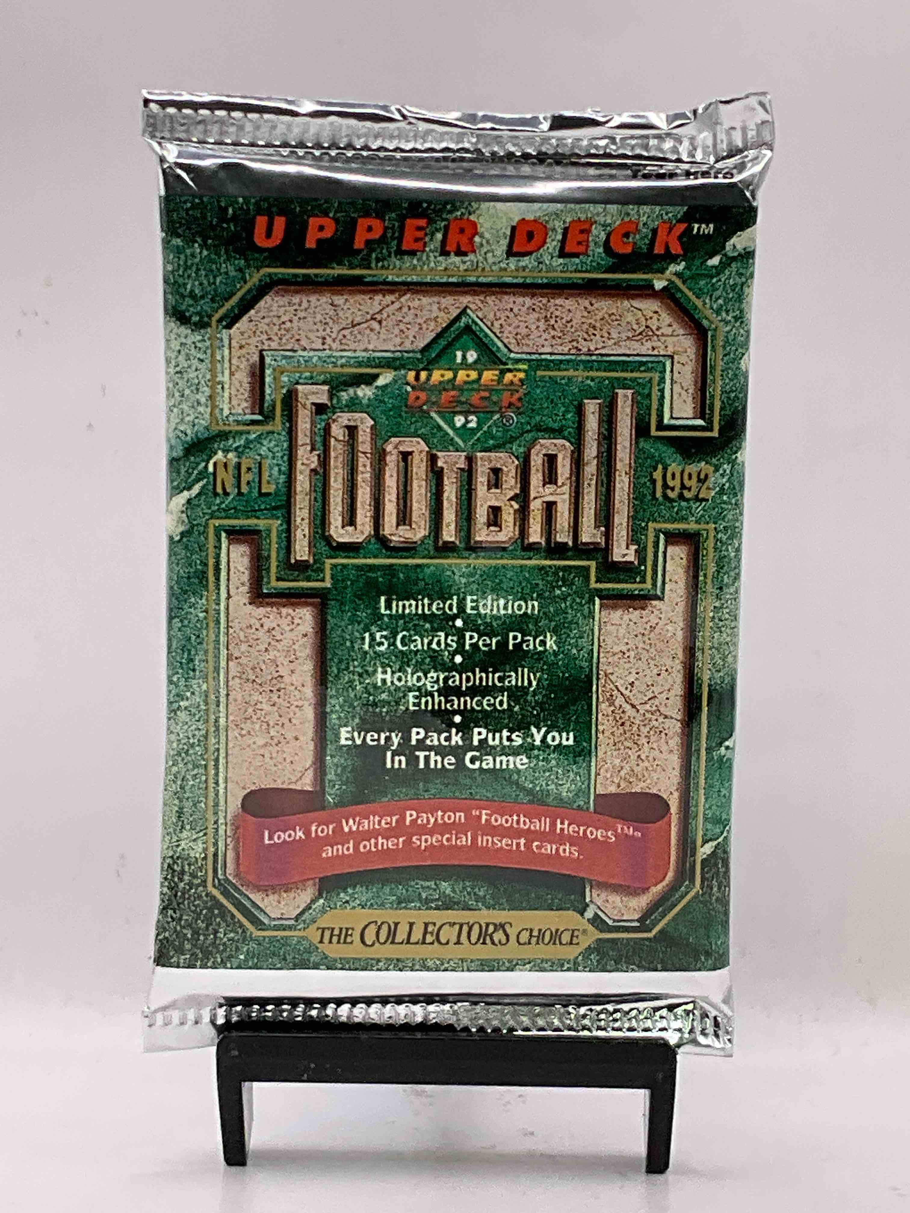 1992 Upper Deck Limited Edition Football Card Packs! These Holographically Enhanced Cards Have The Possibility For Some Big Names! Look For Walter Payton Special Football Heroes Insert, Along With Big Names, Emmitt Smith, Barry Sanders, Joe Montana, Jerry Rice, John Elway & So Much More!