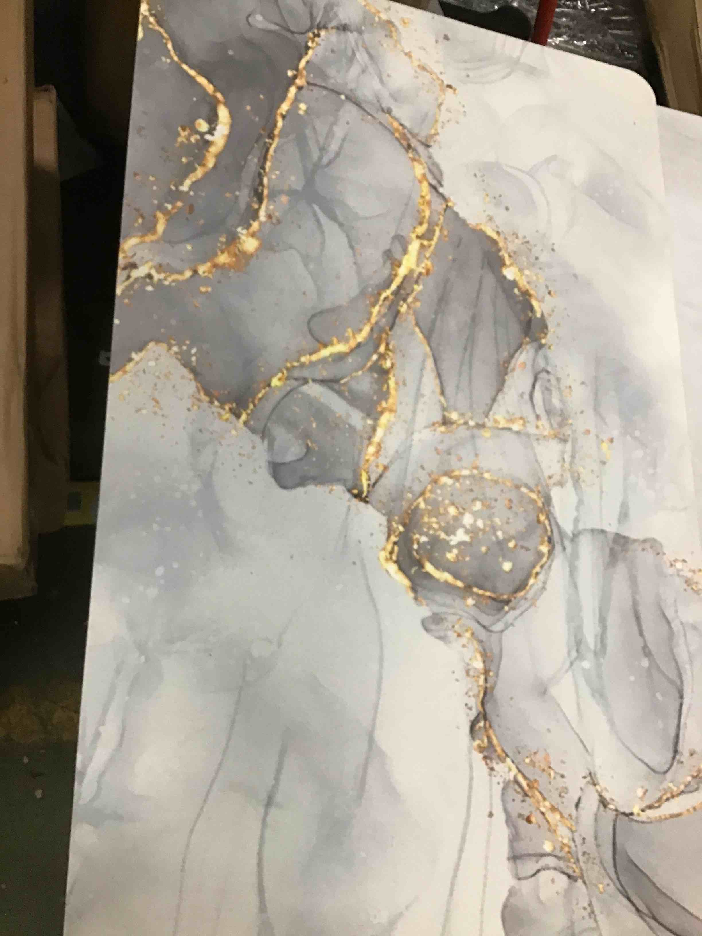 ARISTURING Beige Gold Gray Marble Canvas Wall Art Prints, Water Shape Flow Wall Decor, Abstract Painting Poster Modern Home Decor for Living Room Office Bedroom