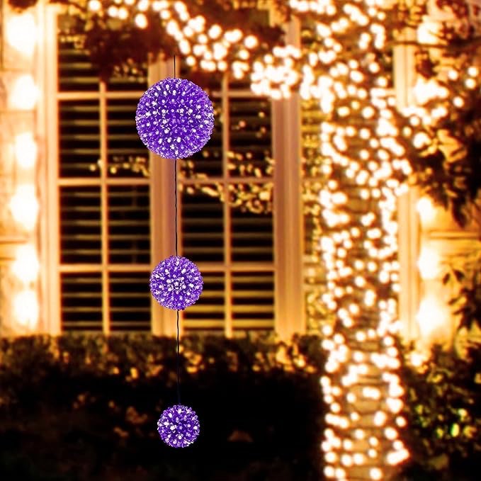 Alpine Corporation 3-Tier Indoor/Outdoor Hanging Christmas Ornaments with Chasing LED Lights