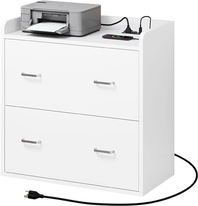 YITAHOME File Cabinet with Charging Station, Large Lateral Filing Cabinet for Home Office, White