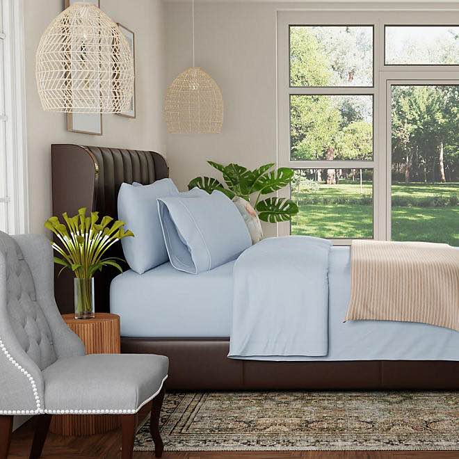 King size Color Sense 1200-Thread-Count Cotton Blend 6-Piece Sheet Set