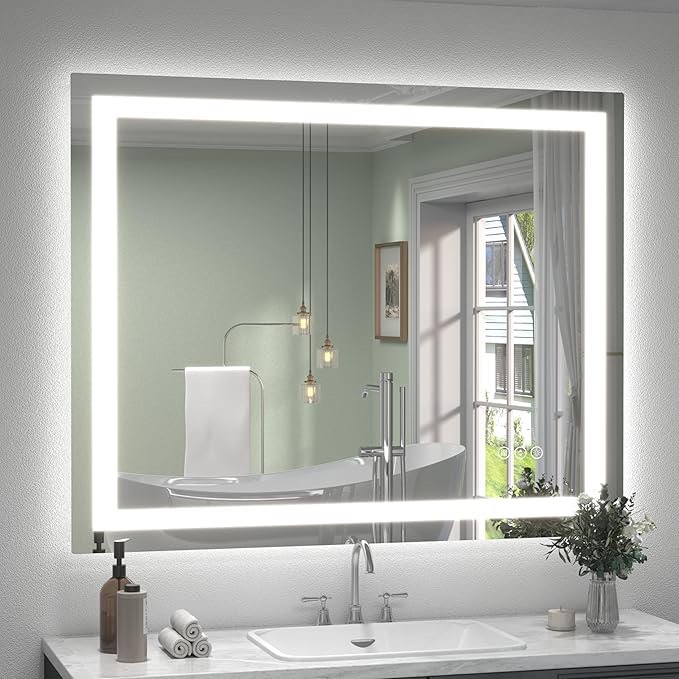 LED Bathroom Mirror for Wall, Lighted Bathroom Vanity Mirror with Lights, Dimmable