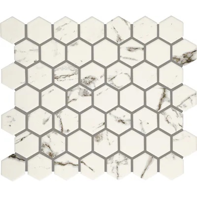 9.72 sq ft /14 pieces American Olean Marble Manor Calacatta 14 Units Matte Ceramic Marble look Hexagon 