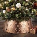 christmas tree collar,23" christmas tree ring 4-panel metal durable christmas tree skirt base stand protection from pets holiday decoration