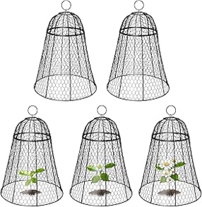 5 Pack Plant Protection Cage with Detachable Top, Metal Wire Mesh Plants, Anti Rust Fine Mesh Plant Cages for Outdoor Vegetable Gardens, Plant Protection Cages to Keep Animals Out