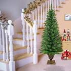 4 Ft Artificial Potted Christmas Entrance Tree with Timer 80 Warm White & Multi Color Lights 12 Mode Remote Battery Operated Outdoor Xmas Tree for Front Door Porch Decor
