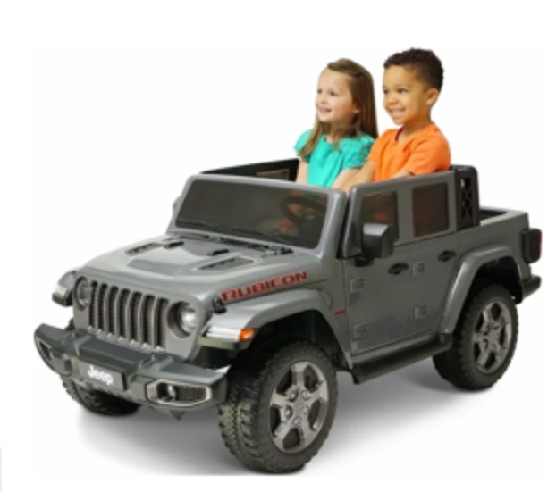 12V Jeep Gladiator Rubicon Battery Powered Ride-on, 2-Seater, Gray, Child Ages 3-8, Max Speed 5 mph