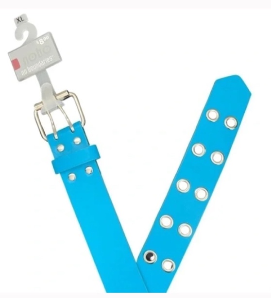 ( Case 50 pcs) Aqua Blue with Silver Buckle Grommet Belt Women’s Size S/M