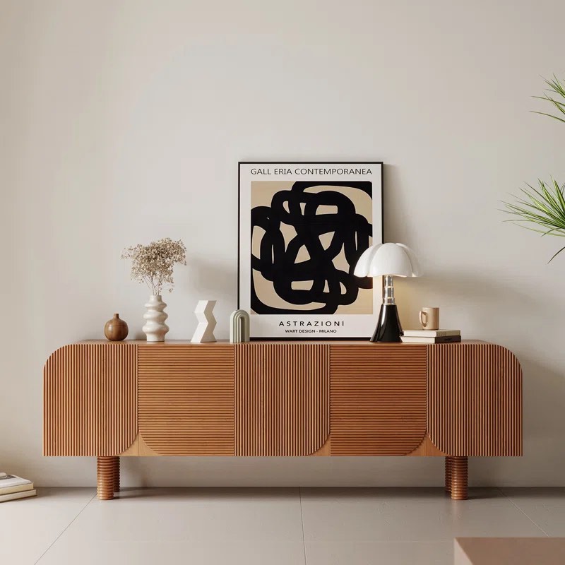 71 Inch Five Door Modern And Antique Style Four Legged Tv Cabinet