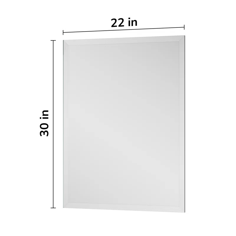 30" x 22" Janica Rectangular Beveled Frameless Bathroom Vanity Mirror Decorative Wall Accent Mirror