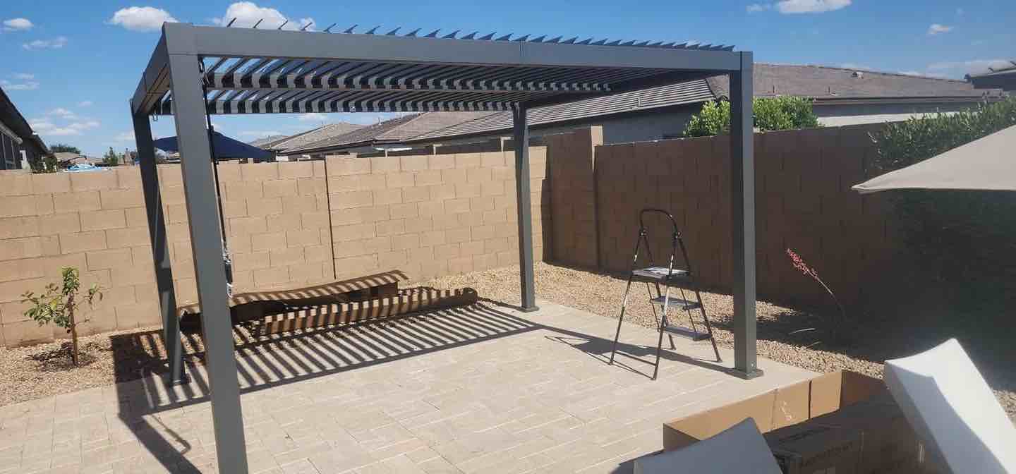 pergola SS16415BK_A black gazebo with galvanized steel incomplete box 1 of 2