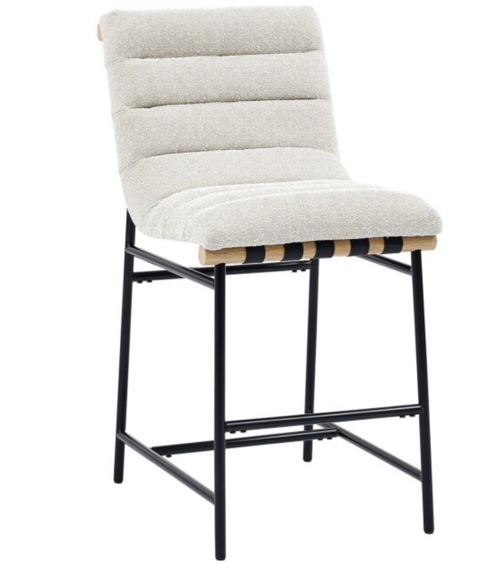 Nicco Beige Upholstered Counter Height Chair (Set of 2