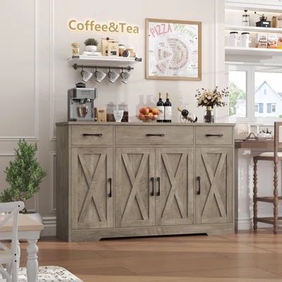 Adra 55.1'' Sideboard with 3 Drawers, Adjustable Shelves