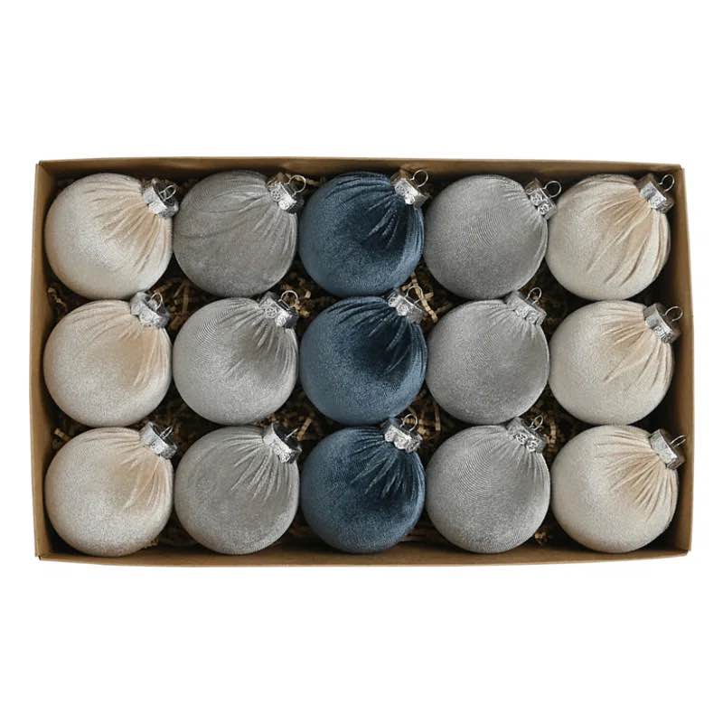 3.15" Velvet Christmas Tree Ornaments Balls,15pcs Shatterproof Xmas Bulbs Decor Set