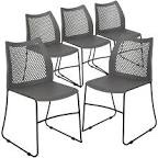 Oliverson Plastic Stacking Lobby Chairs with Honeycomb Backs by Flash Furniture 4 pieces 