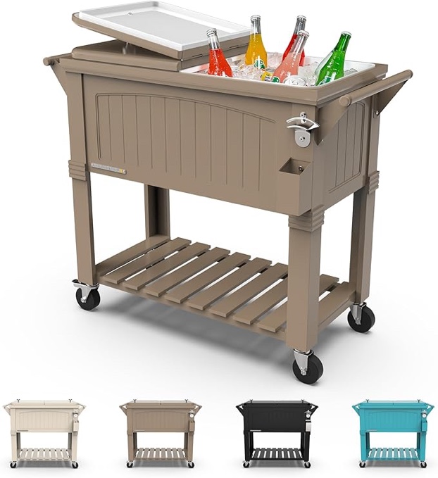 Permasteel 80 Qt. Furniture Style Rolling Patio Cooler