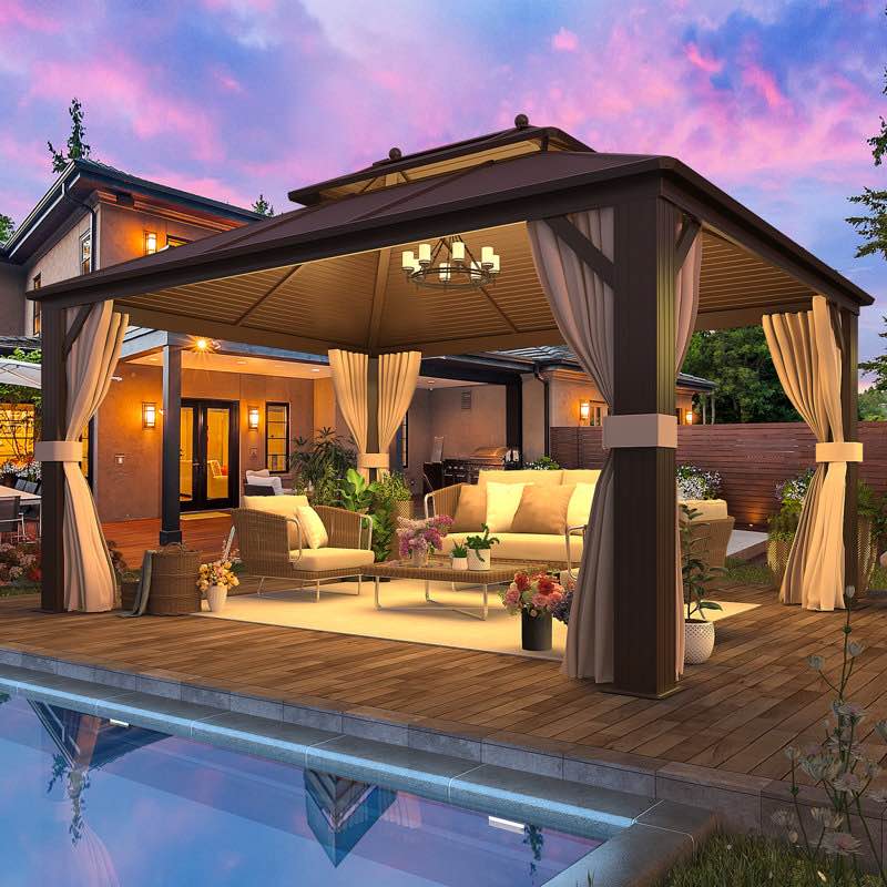 13 Ft W x 10 Ft D, Aluminum Patio Gazebo