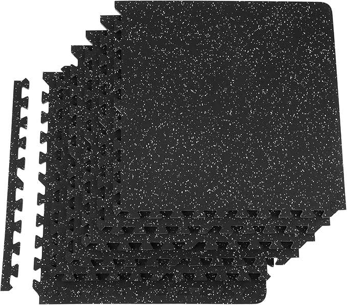 Interlocking Floor Mat 24 in. W x 24 in. L x 0.5 T EVA Foam Rubber Gym Flooring Mat (24 sq. ft. Black and Gray) 6 Pcs