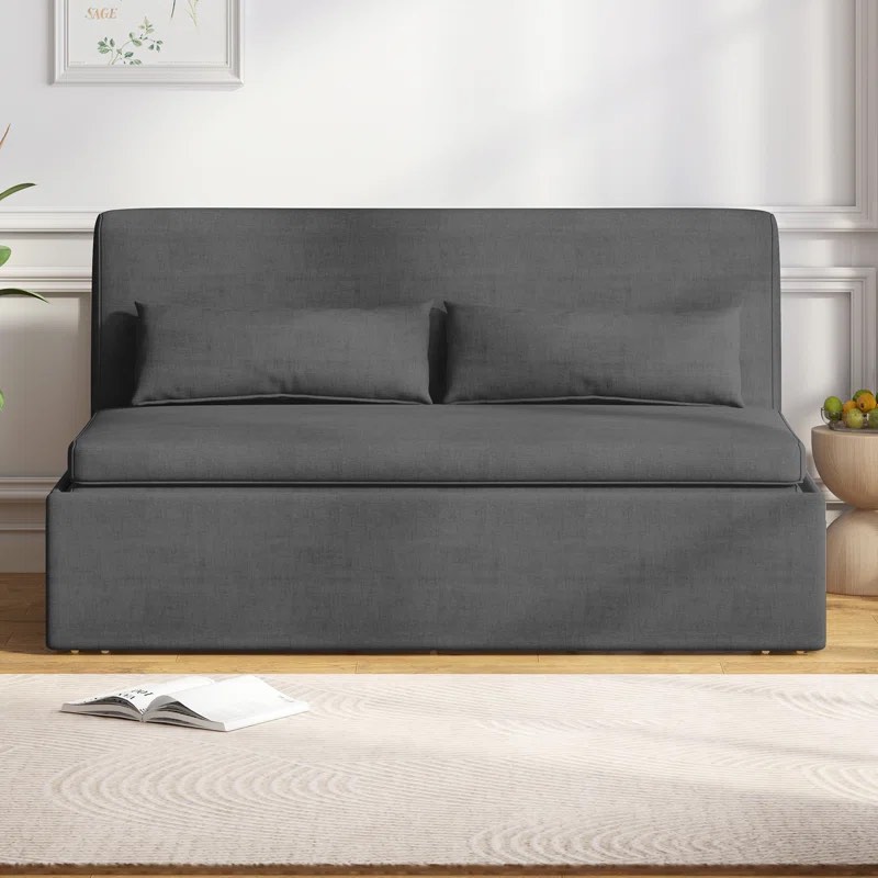 ( incomplete)Ebern Designs Sofa Bed Couch,convertible Sleeper Sofa With Cushions & Throw Pillows,2 In 1 Pull Out Couch Bed For Small Place,living Room, Office Upholstery Color: Dark Gray