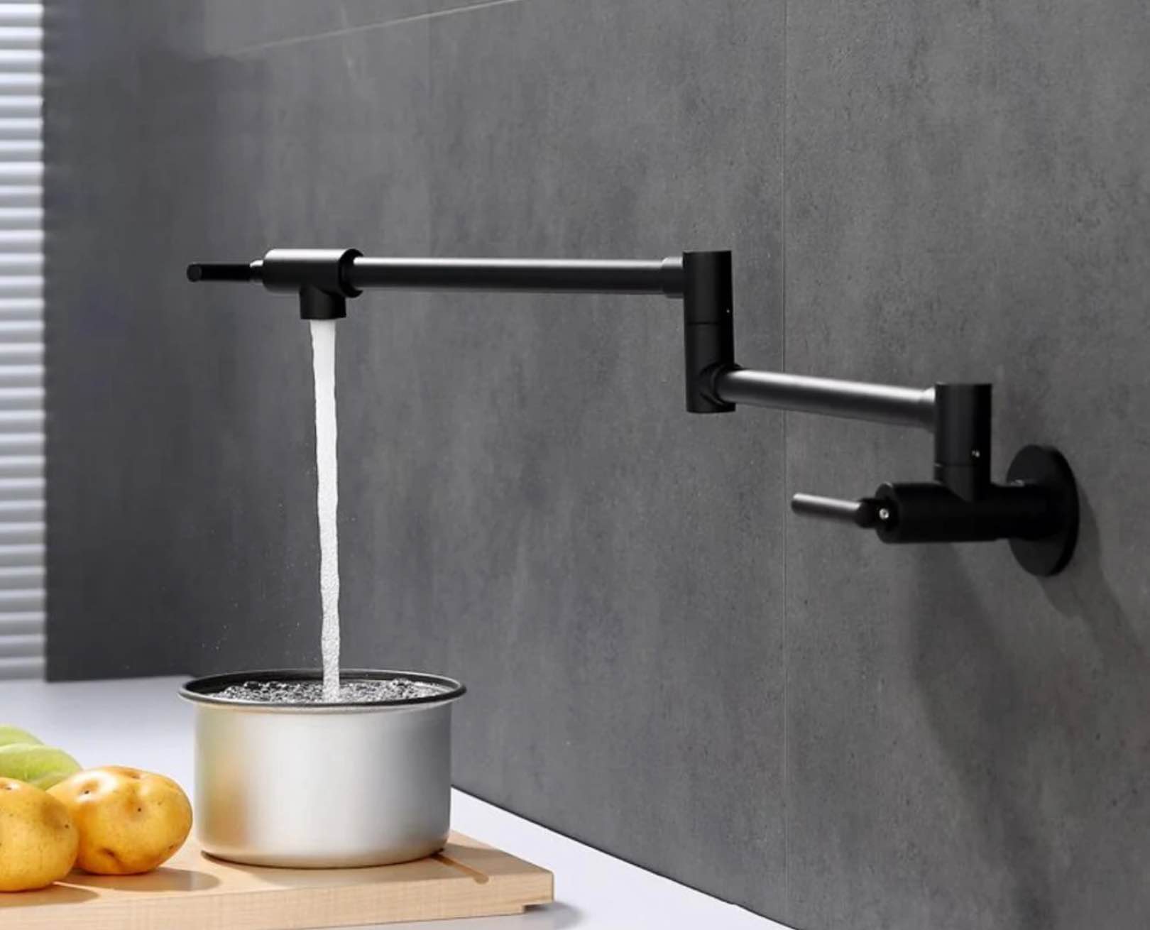 24” Wall Mount Kitchen sink pot filler faucet double handle 