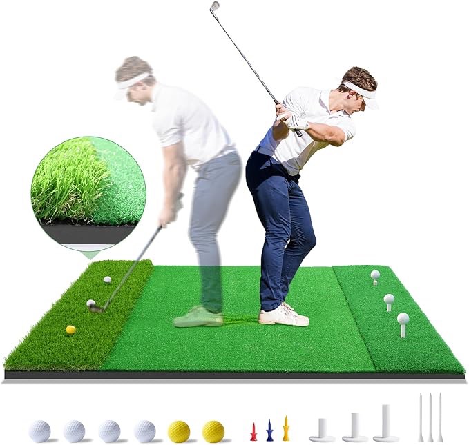Golf Hitting Mat, Nylon Turf Golf Mats Practice Indoor Outdoor