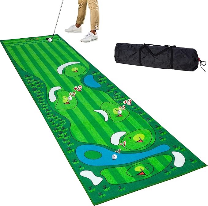 PGM 10 ft Golf Putting Mat - Putting Green Indoor - Huge Putting Matt for Indoors - 2-4 Player Golf Putting Games Indoor or Outdoor Games